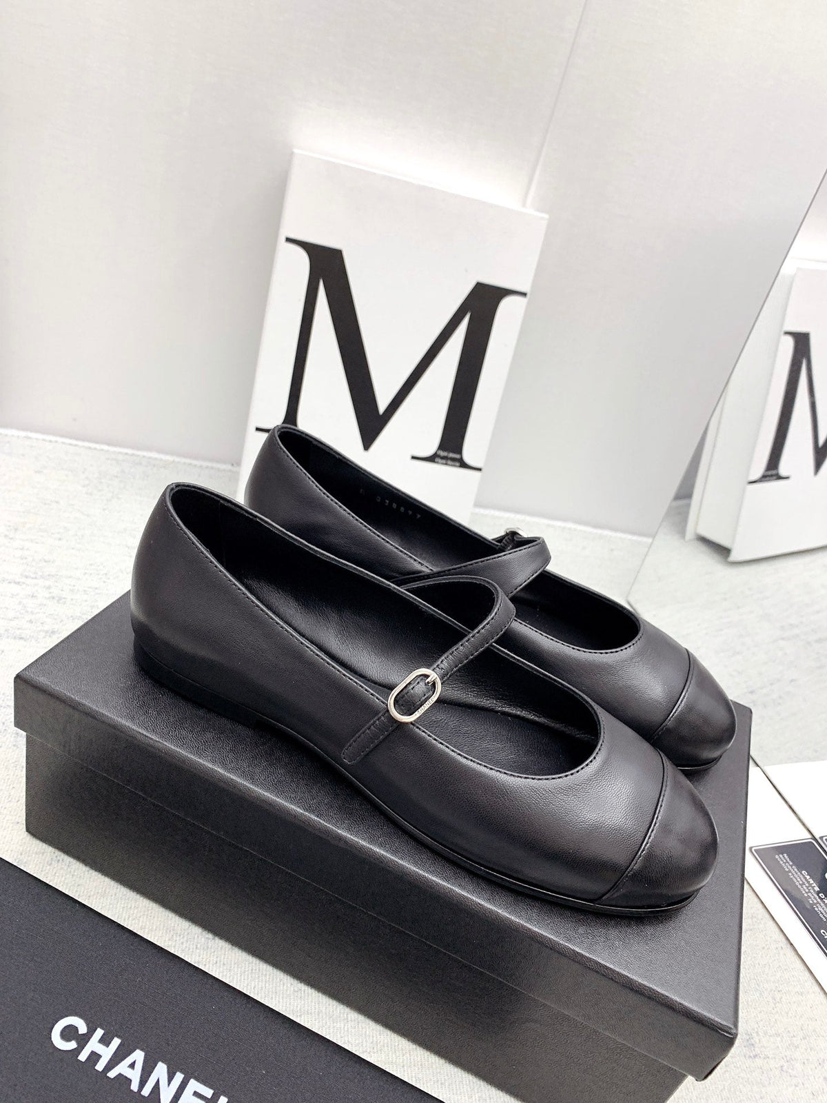 CC 2026 Logo Mary Jane Ballet Flats Black Leather 161752