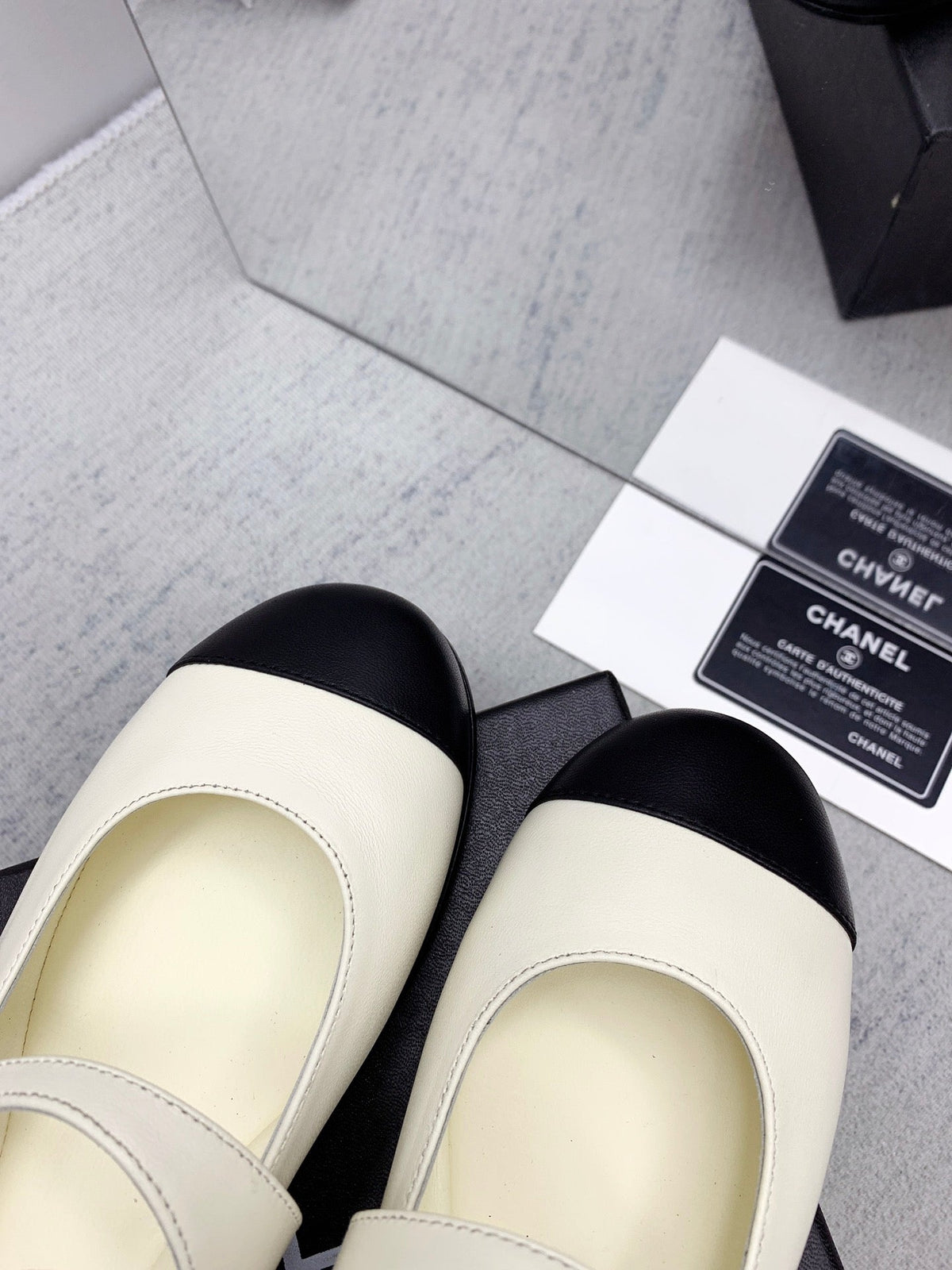 CC 2026 Logo Mary Jane Ballet Flats White Leather 161750