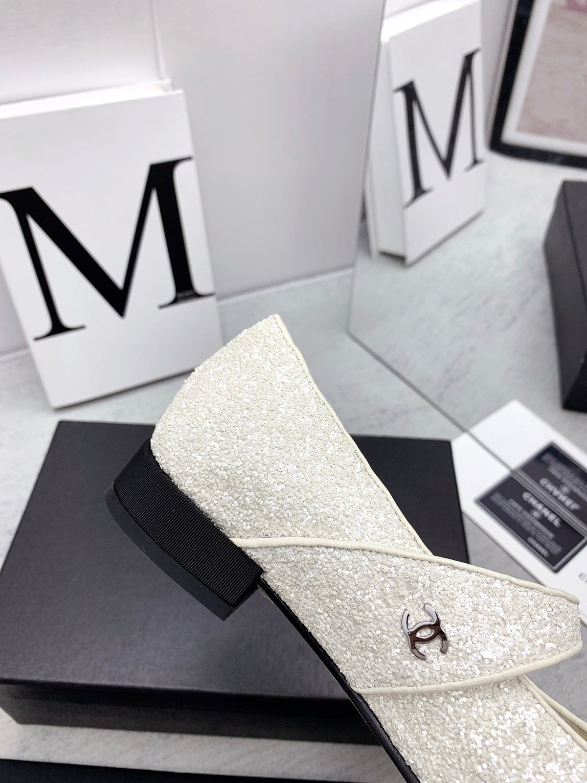 CC 2026 Logo Mary Jane Ballet Flats White Tweed 161754
