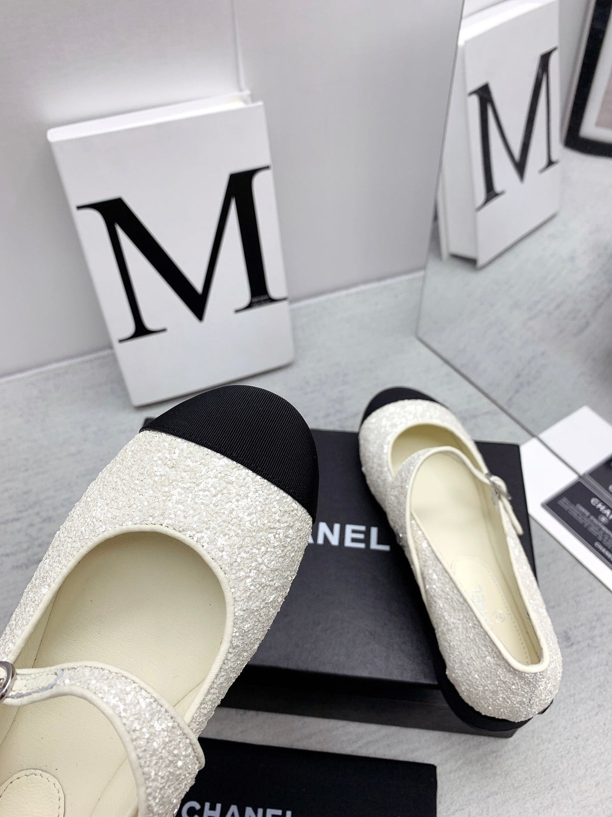 CC 2026 Logo Mary Jane Ballet Flats White Tweed 161754