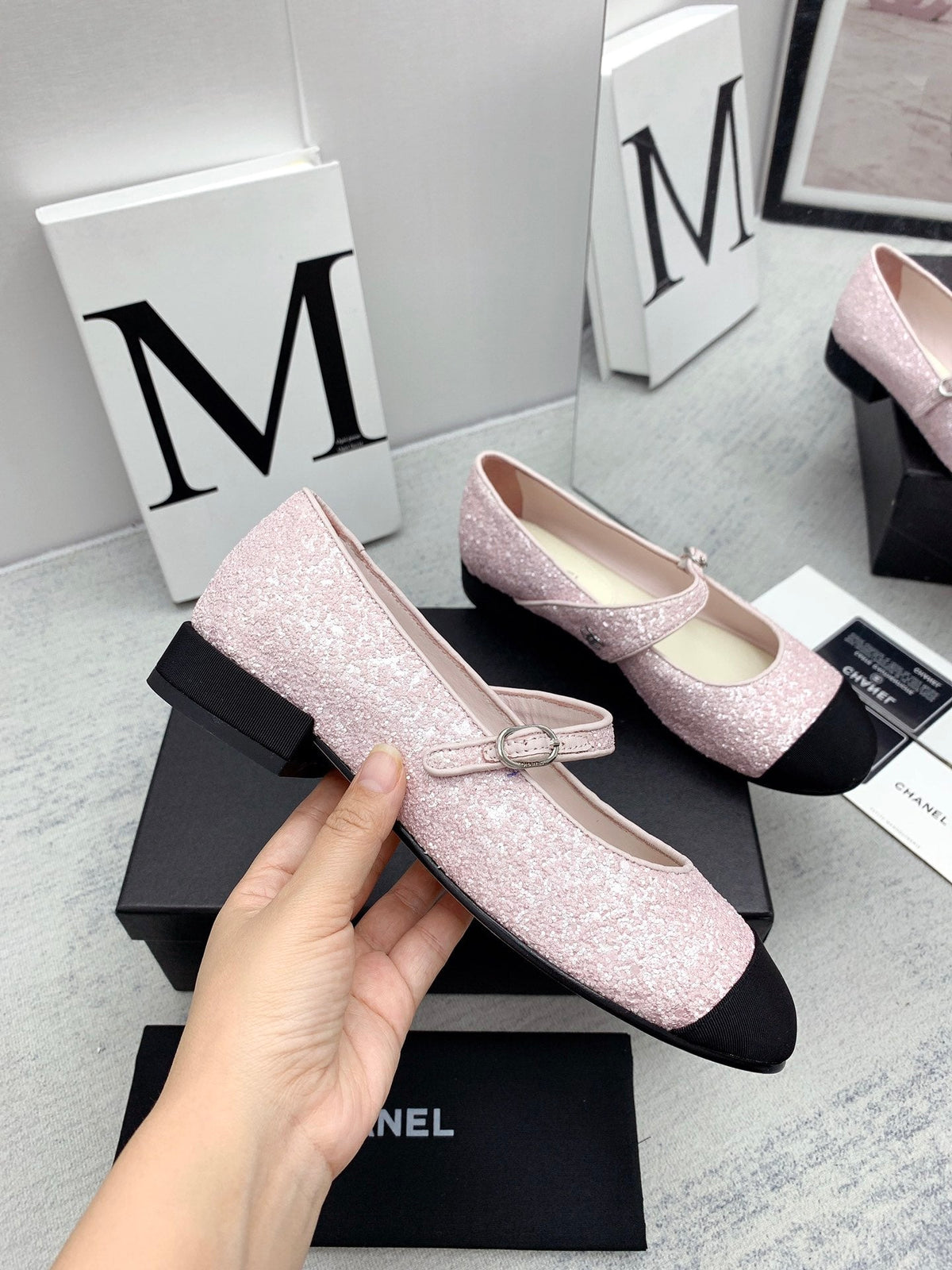 CC 2026 Logo Mary Jane Ballet Flats Pink Tweed 161753