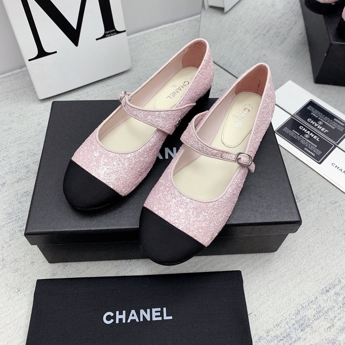 CC 2026 Logo Mary Jane Ballet Flats Pink Tweed 161753