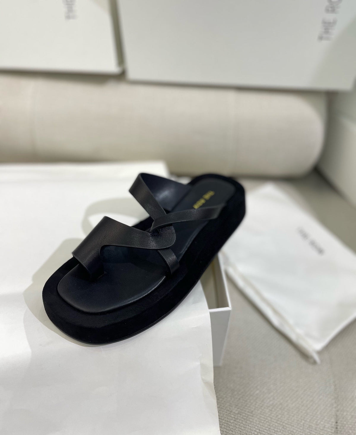 The Row 26s Ginza Sandals Black Smooth Leather 156124