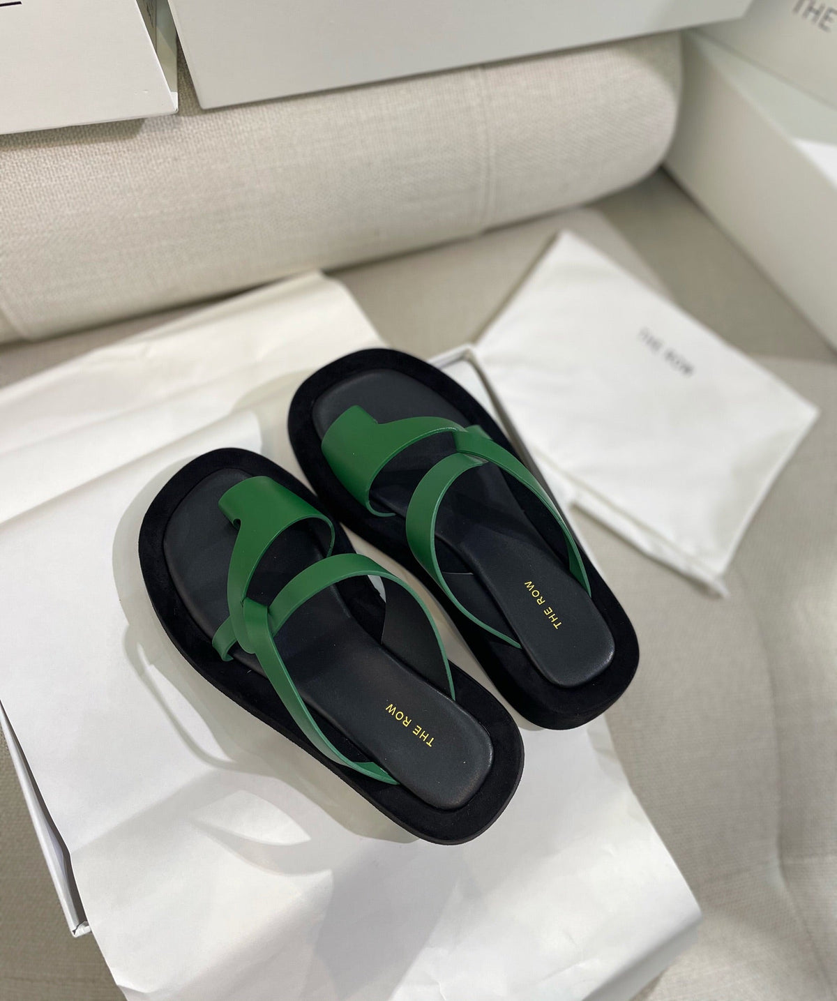 The Row 26s Ginza Sandals Green Black Smooth Leather 156125