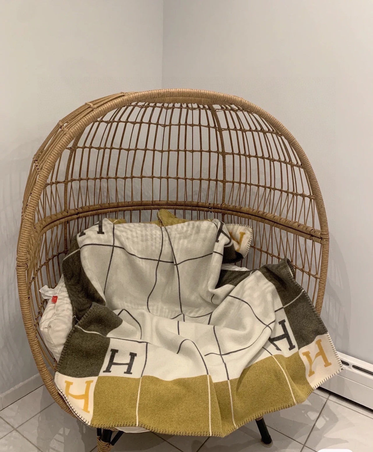 Hermes 26s Avalon Blanket 135x170cm Yellow Wool 528109