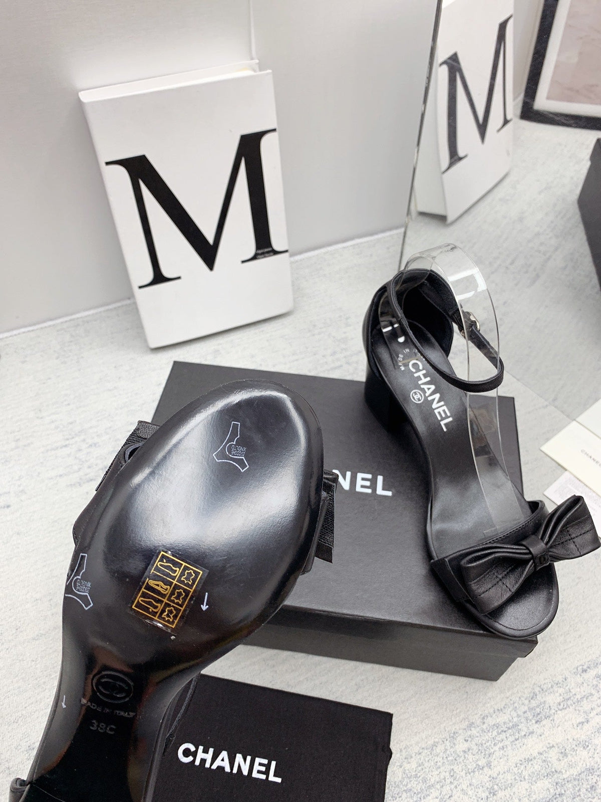 CC 26s Ankle Strap Sandals 6cm Black Leather 163414