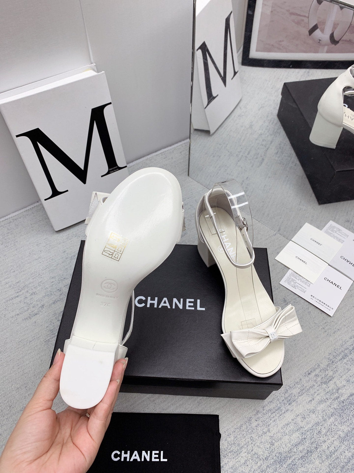 CC 26s Ankle Strap Sandals 6cm White Leather 163411