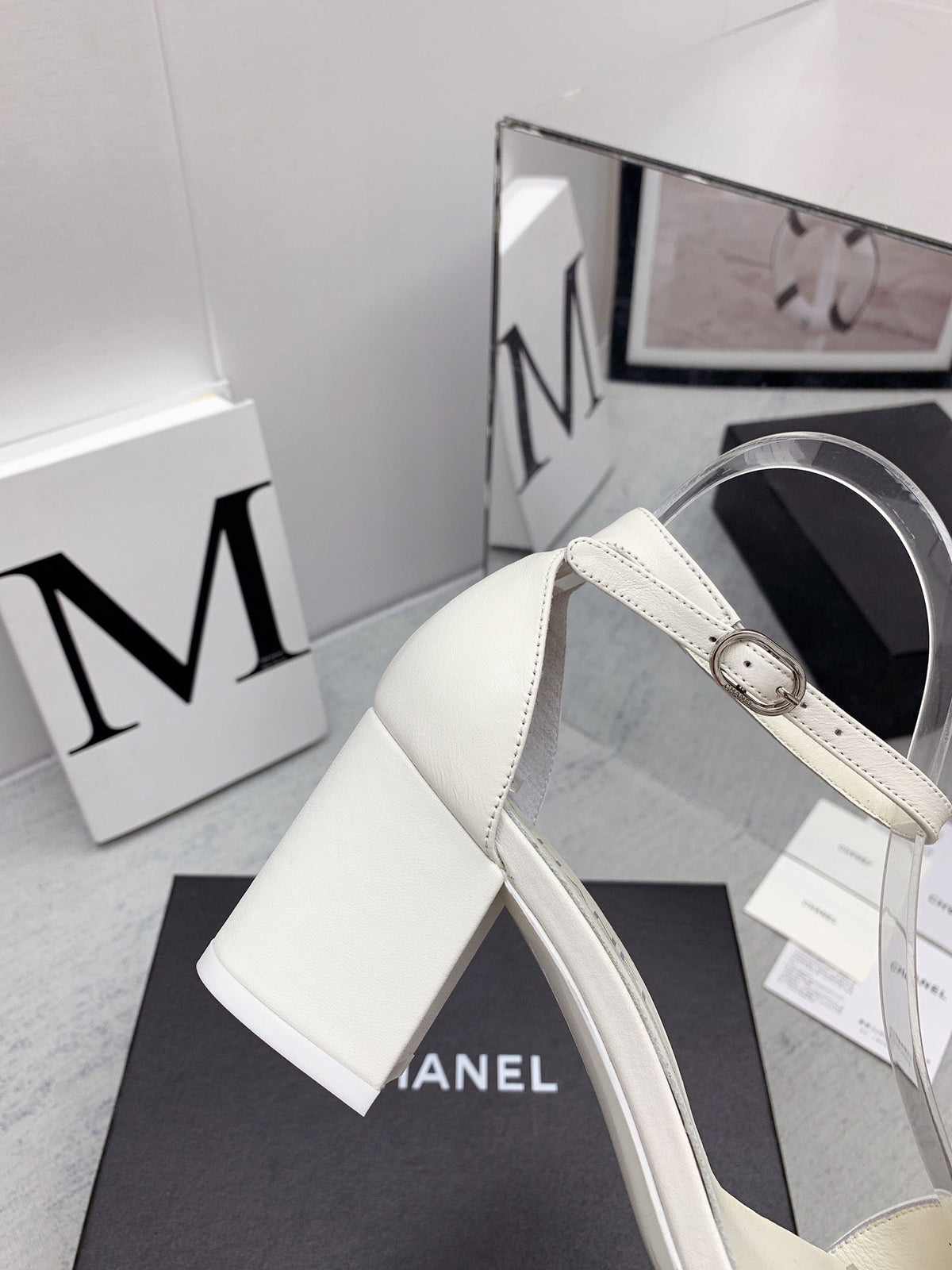 CC 26s Ankle Strap Sandals 6cm White Leather 163411