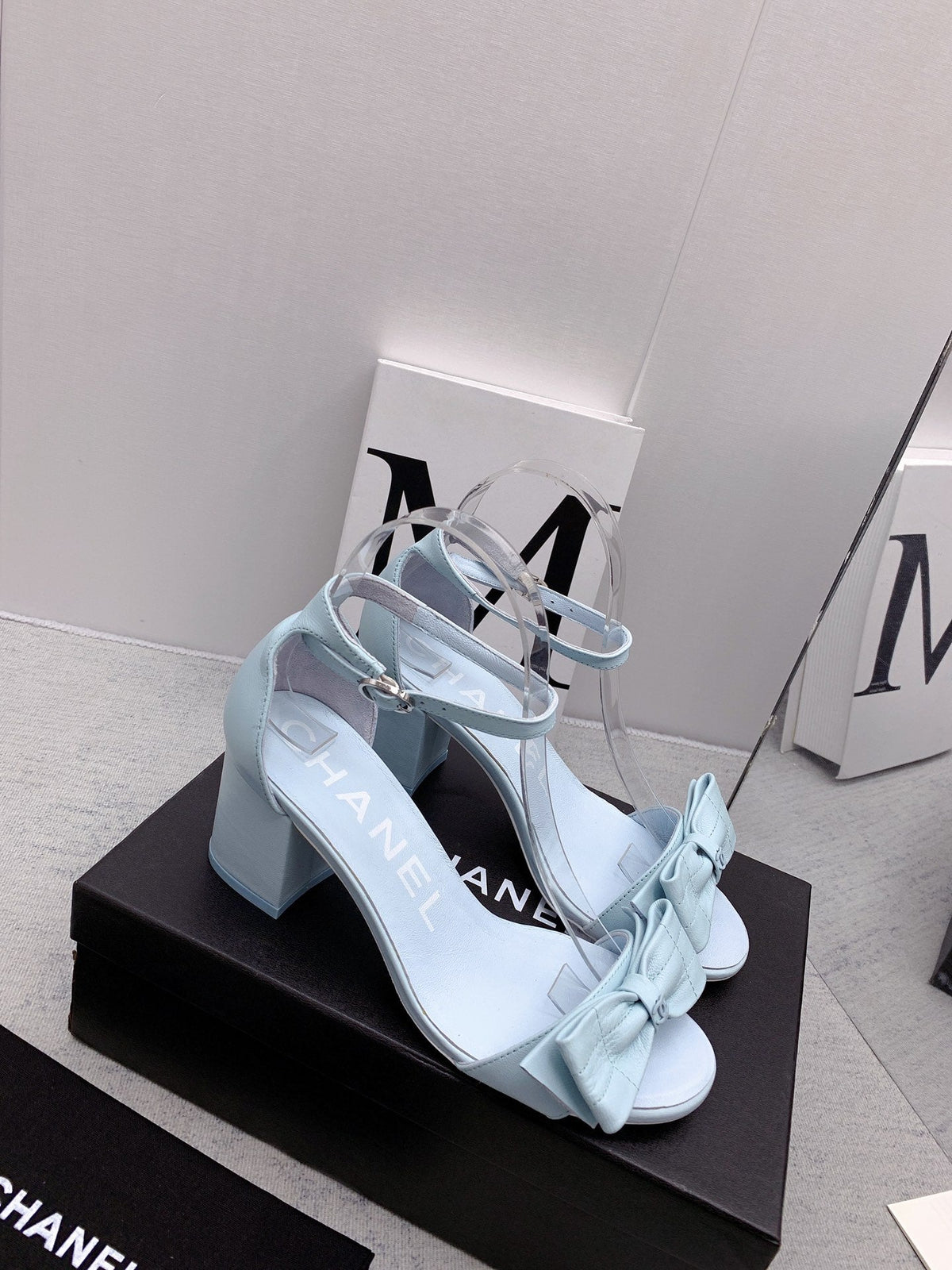CC 26s Ankle Strap Sandals 6cm Light Blue Leather 163417