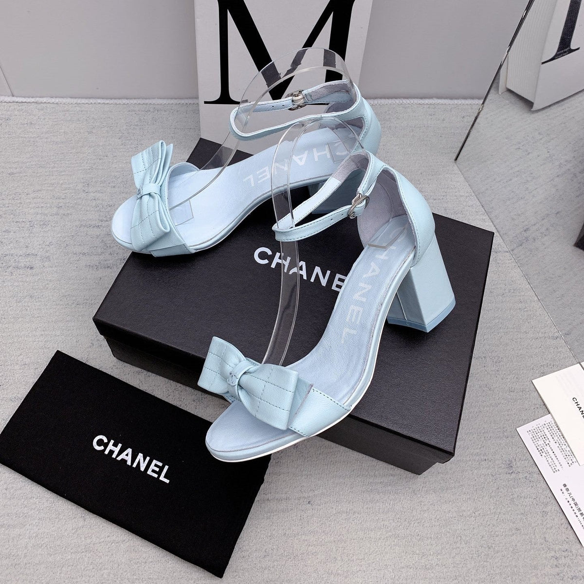 CC 26s Ankle Strap Sandals 6cm Light Blue Leather 163417