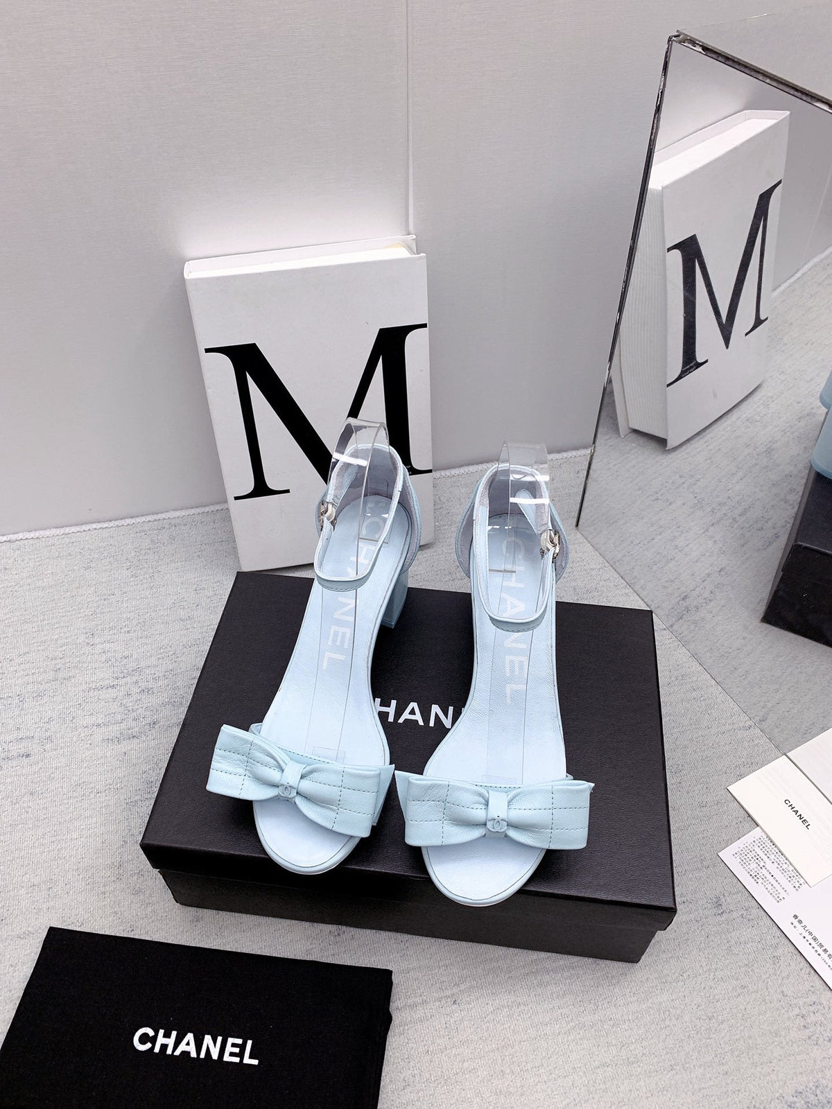 CC 26s Ankle Strap Sandals 6cm Light Blue Leather 163417