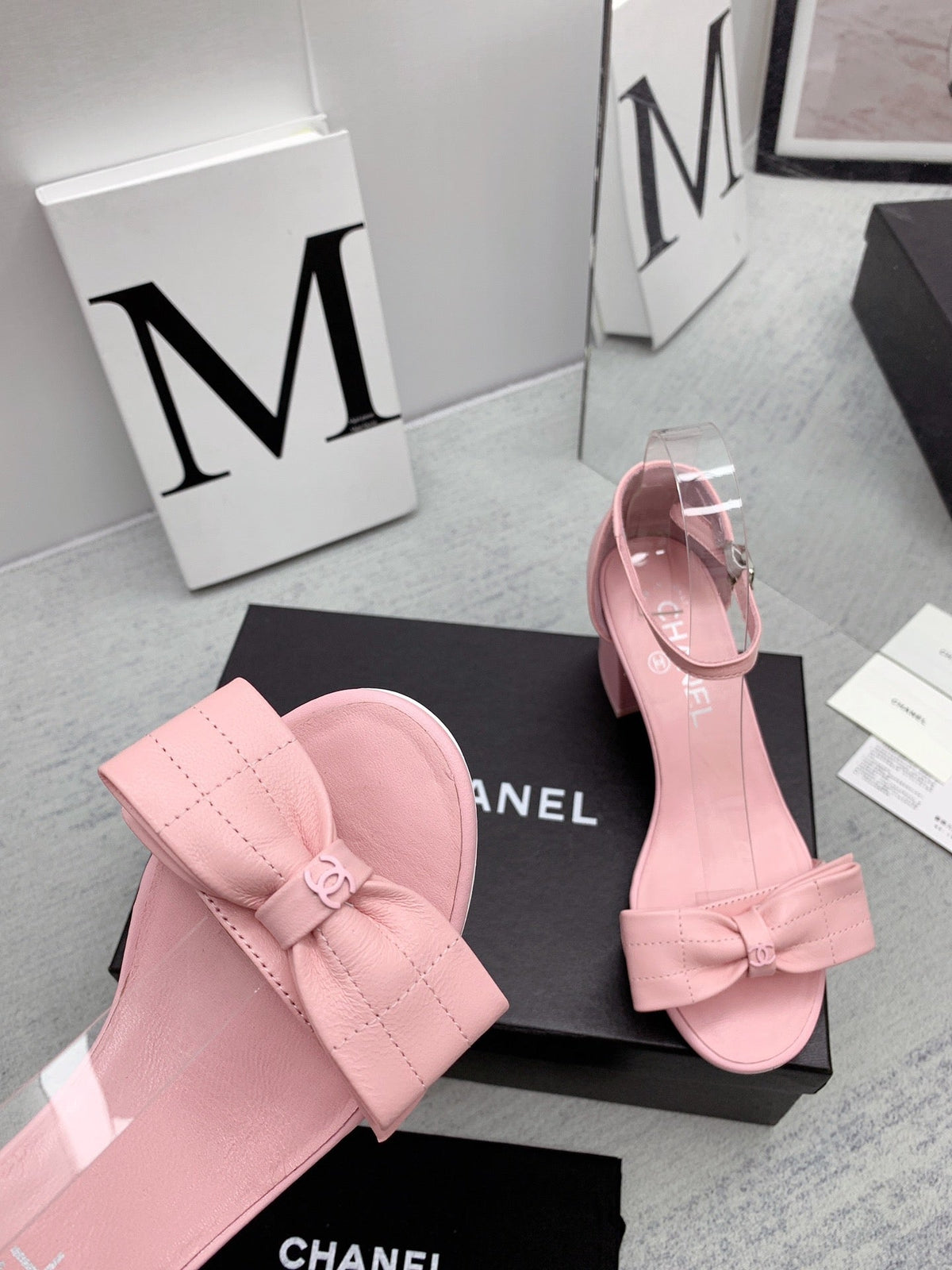 CC 26s Ankle Strap Sandals 6cm Pink Leather 163410