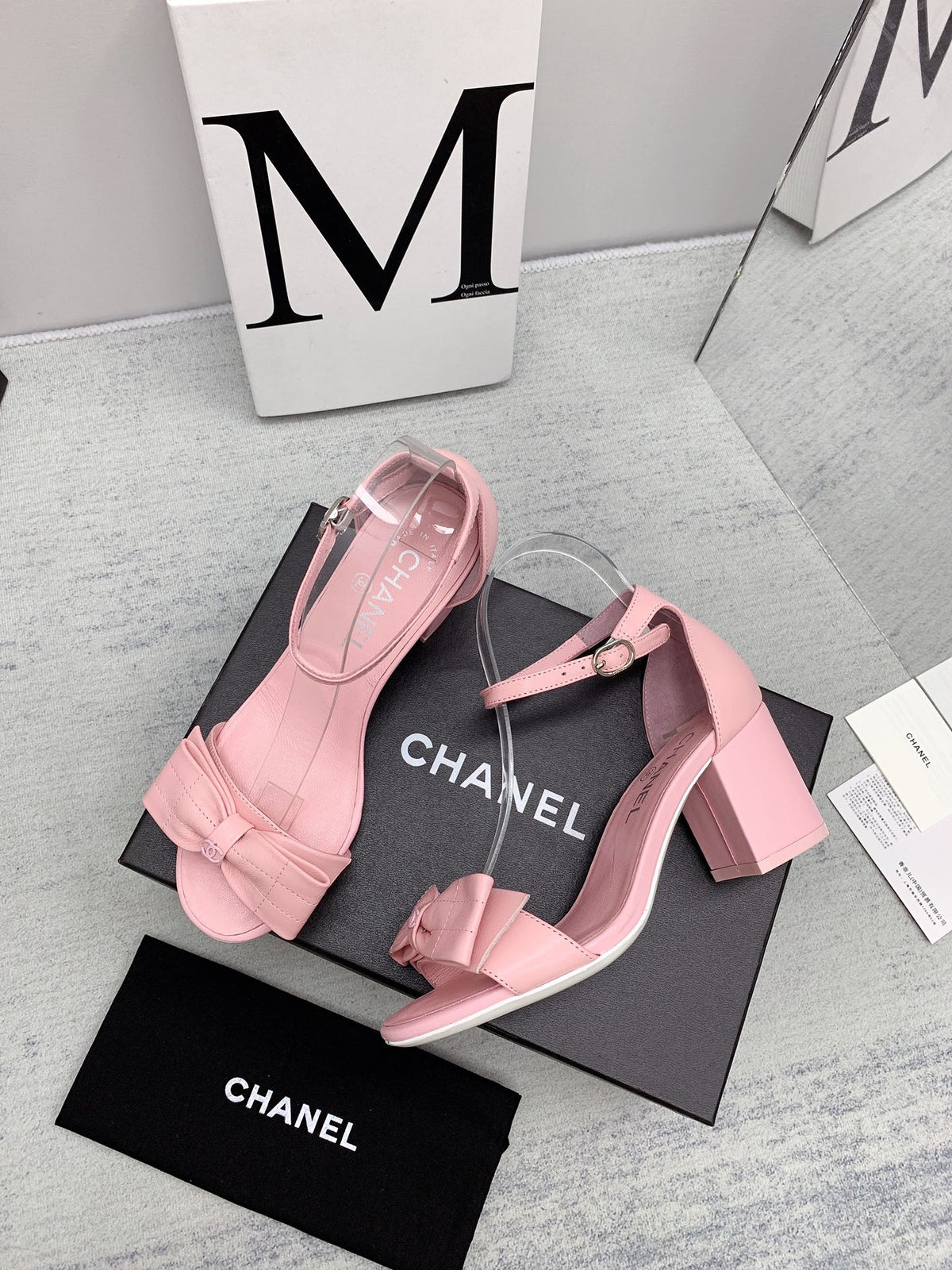CC 26s Ankle Strap Sandals 6cm Pink Leather 163410