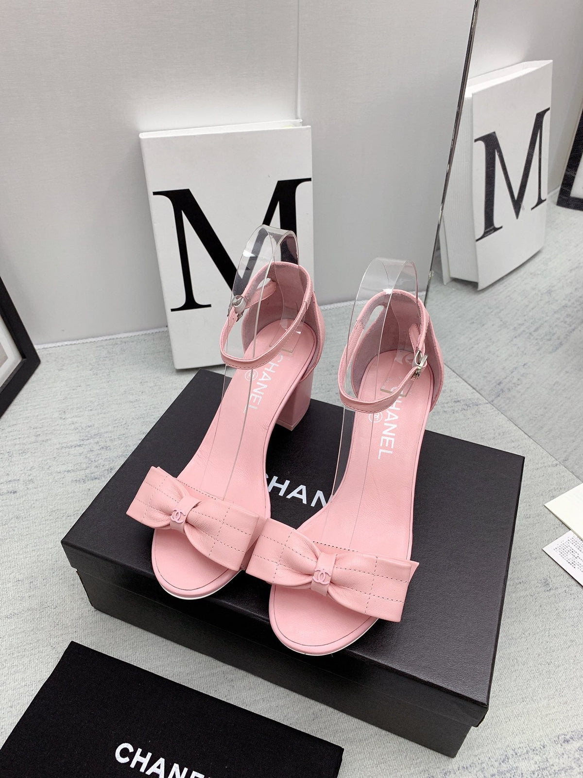 CC 26s Ankle Strap Sandals 6cm Pink Leather 163410