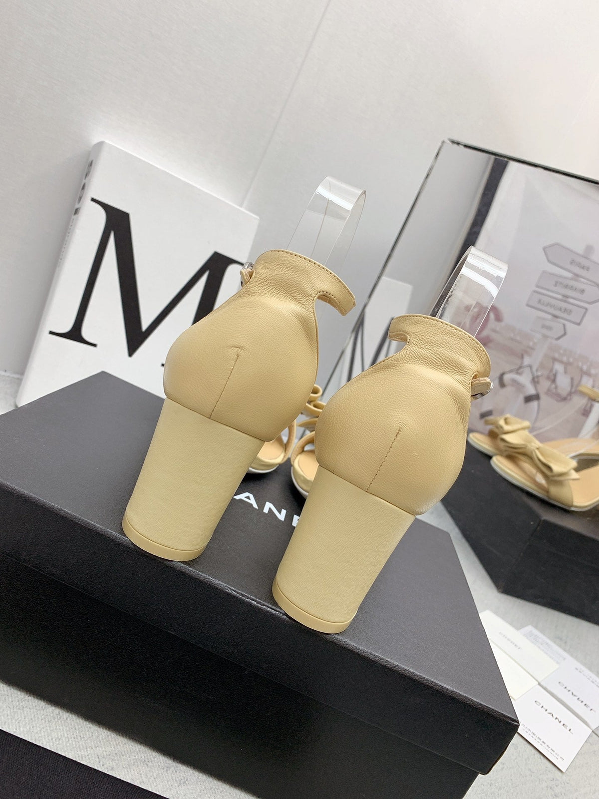 CC 26s Ankle Strap Sandals 6cm Beige Leather 163409