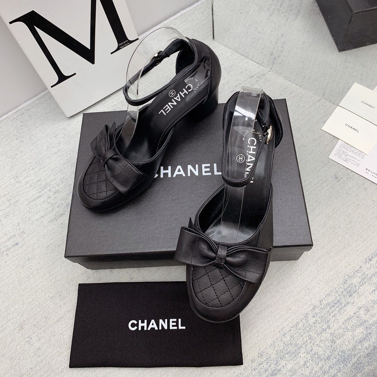 CC 26s Ankle Strap Heels 6cm Black Leather 163418