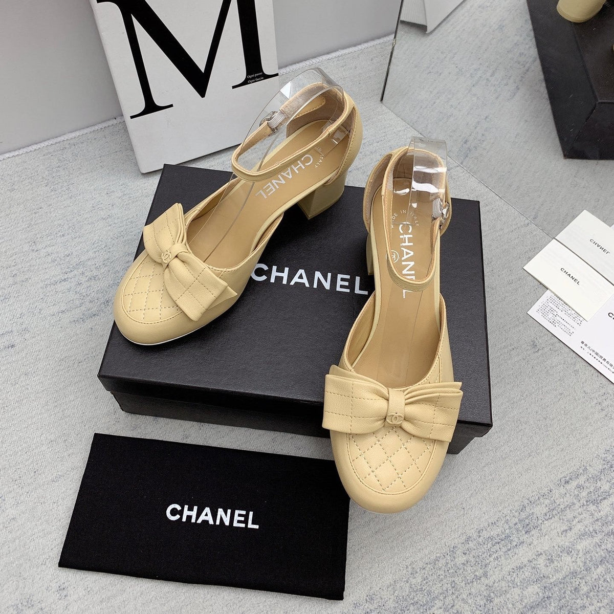 CC 26s Ankle Strap Heels 6cm Beige Leather 163412