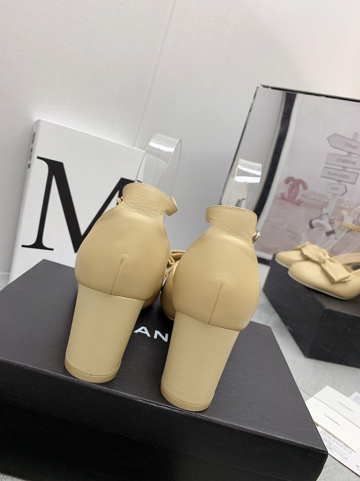 CC 26s Ankle Strap Heels 6cm Beige Leather 163412