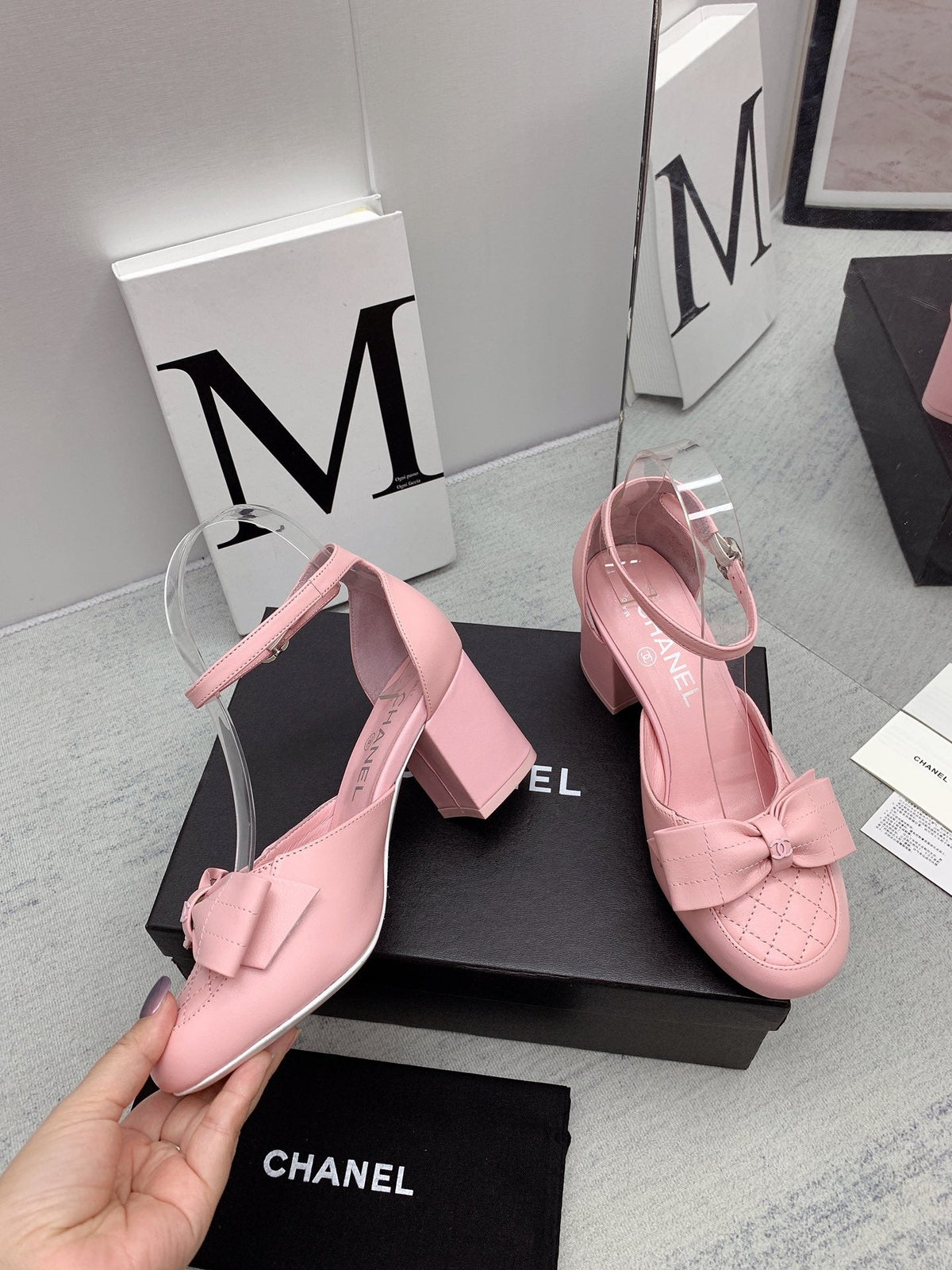 CC 26s Ankle Strap Heels 6cm Pink Leather 163415