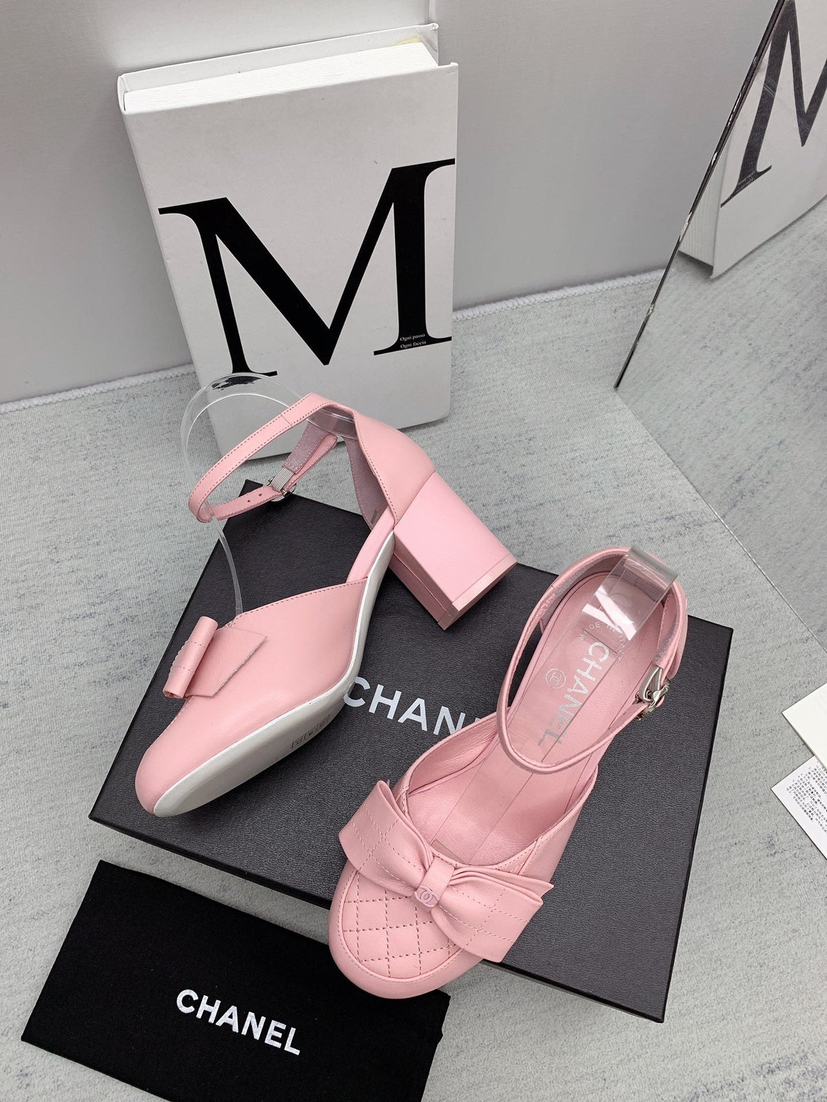 CC 26s Ankle Strap Heels 6cm Pink Leather 163415