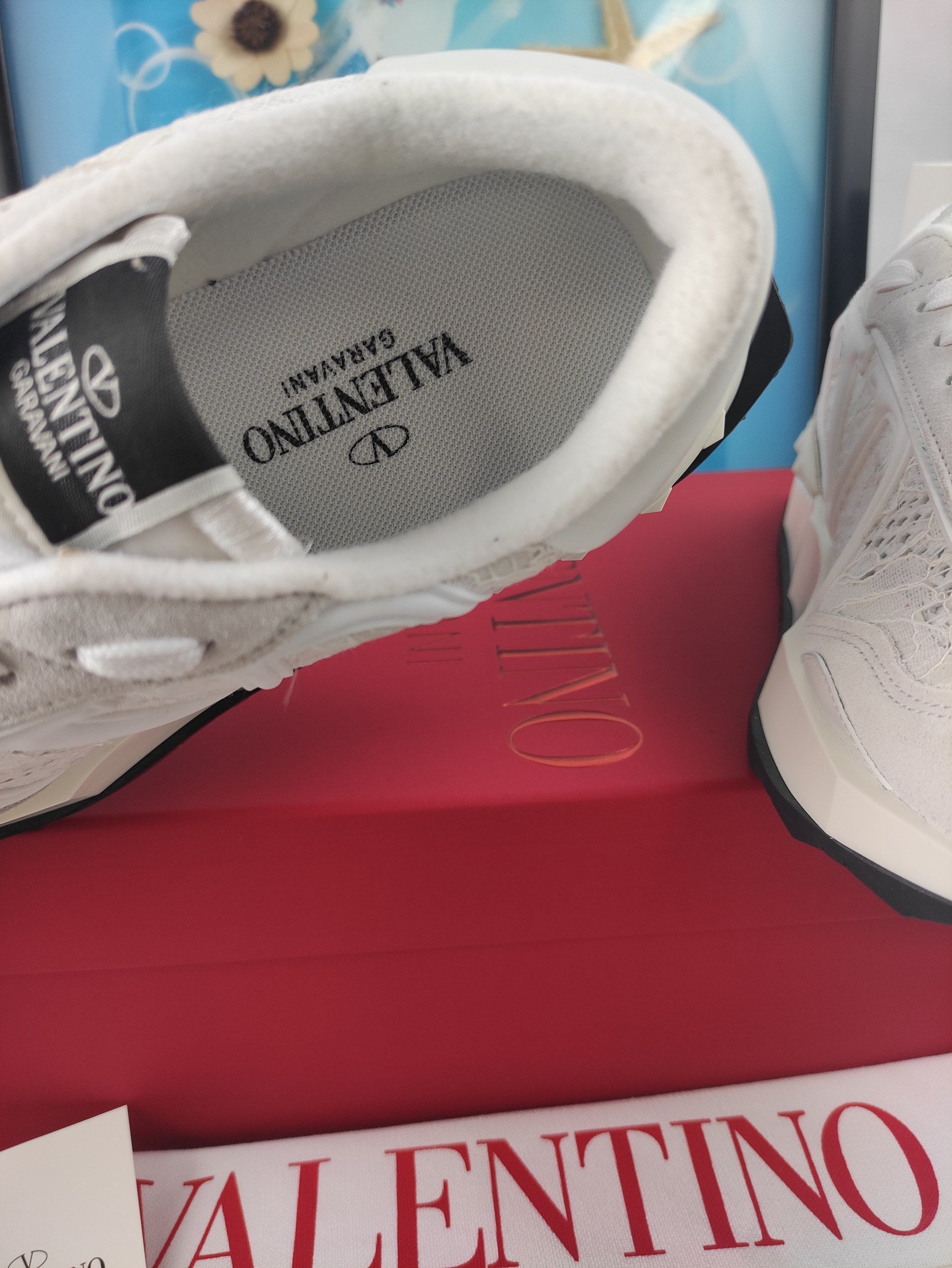 Lace And Mesh Lacerunner Sneaker In White Mix Light Grey 994622