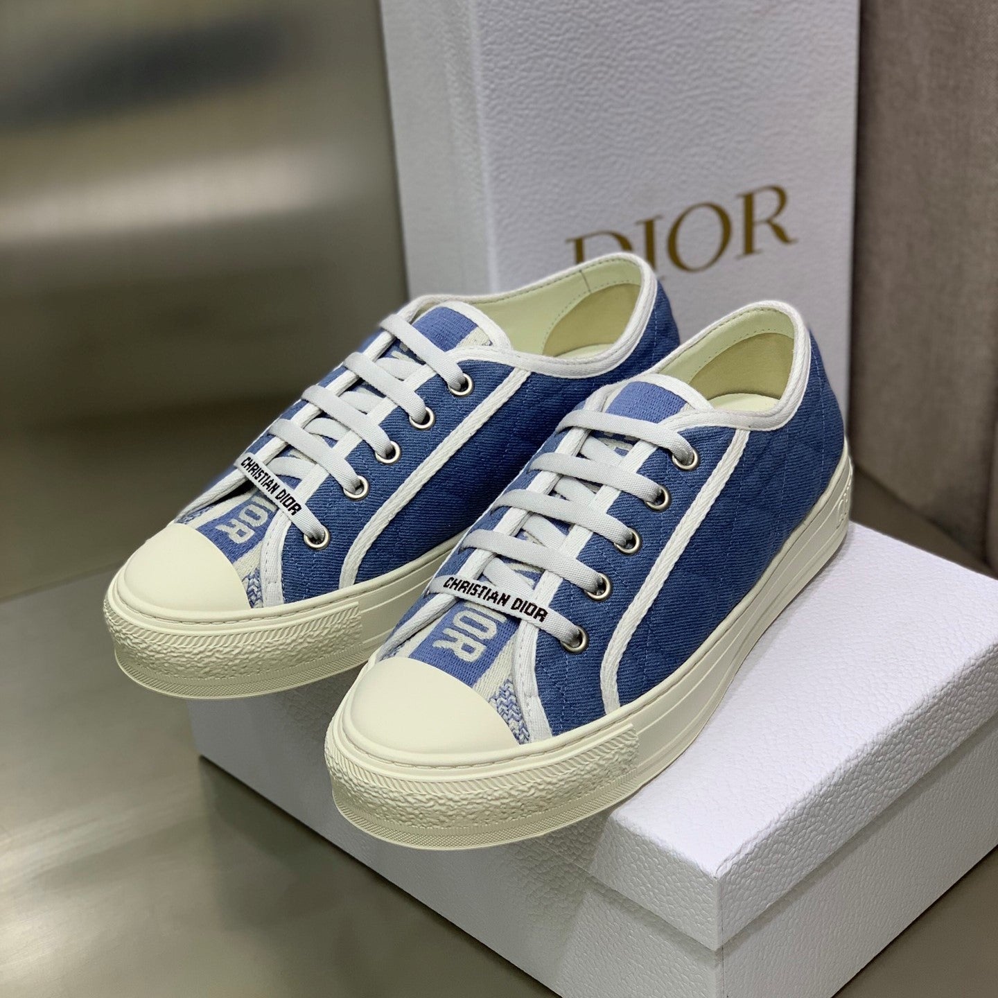 CD 26s Walk'n'Dior Sneaker Blue Cream Cotton 966654