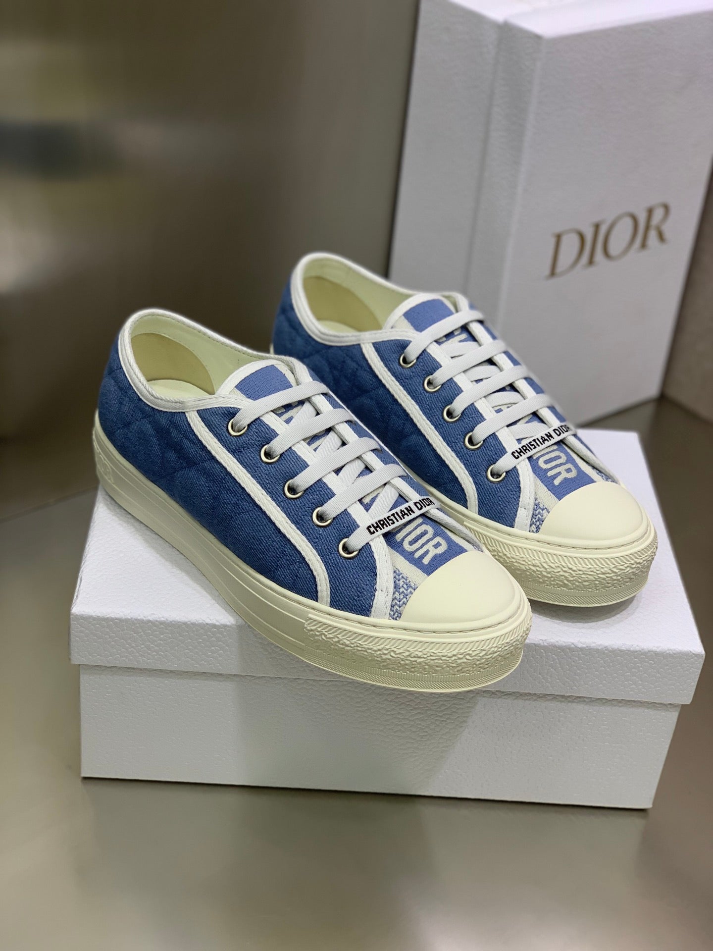 CD 26s Walk'n'Dior Sneaker Blue Cream Cotton 966654