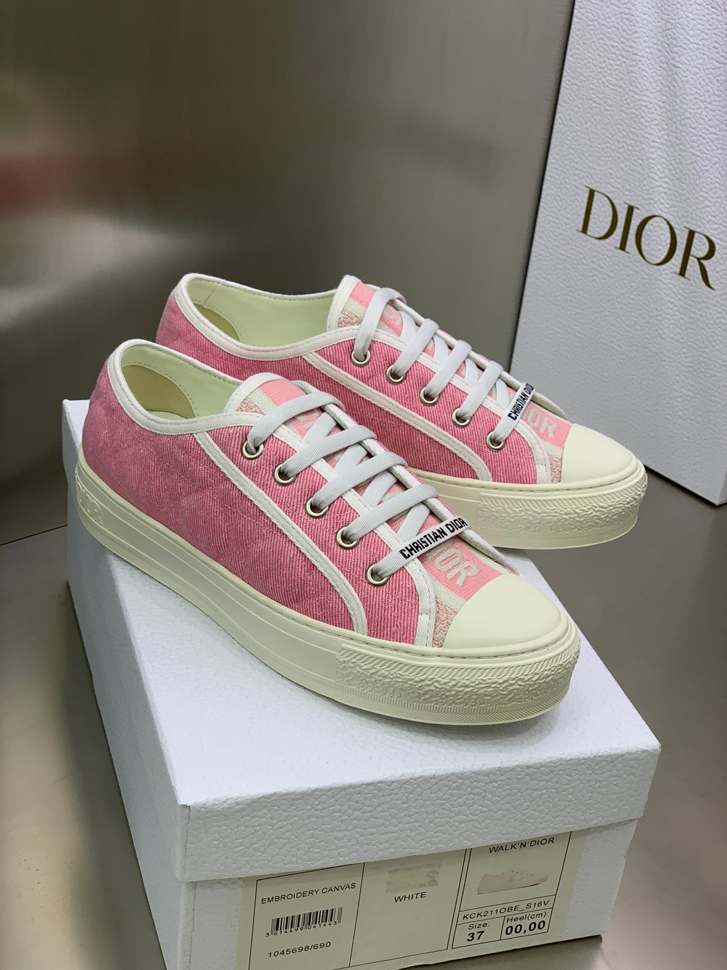 CD 26s Walk'n'Dior Sneaker Pink Cream Cotton 966655
