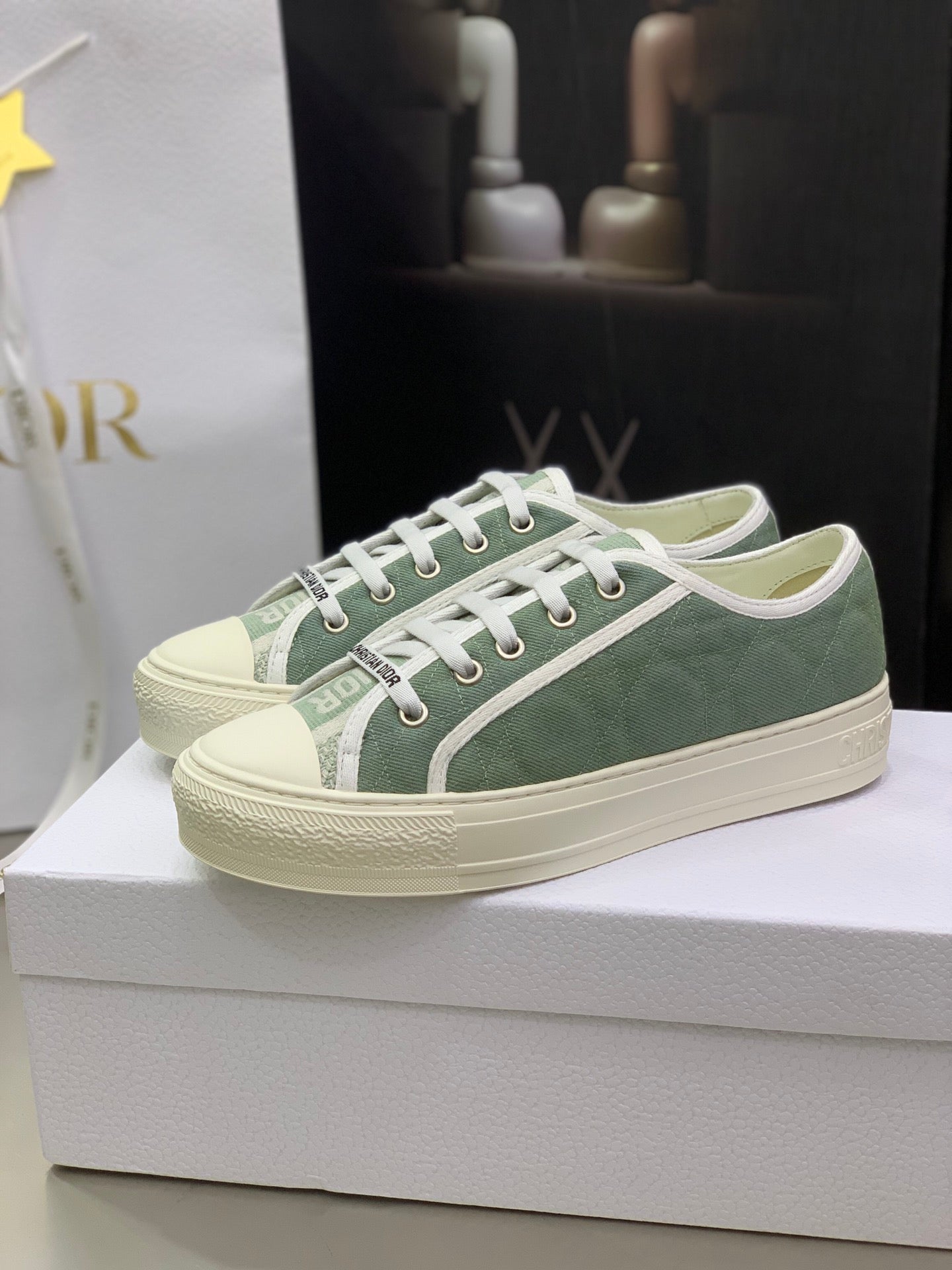 CD 26s Walk'n'Dior Sneaker Pale Green Cream Cotton 966656