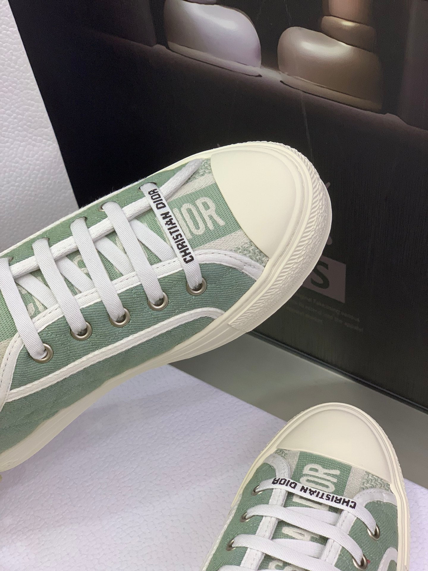CD 26s Walk'n'Dior Sneaker Pale Green Cream Cotton 966656