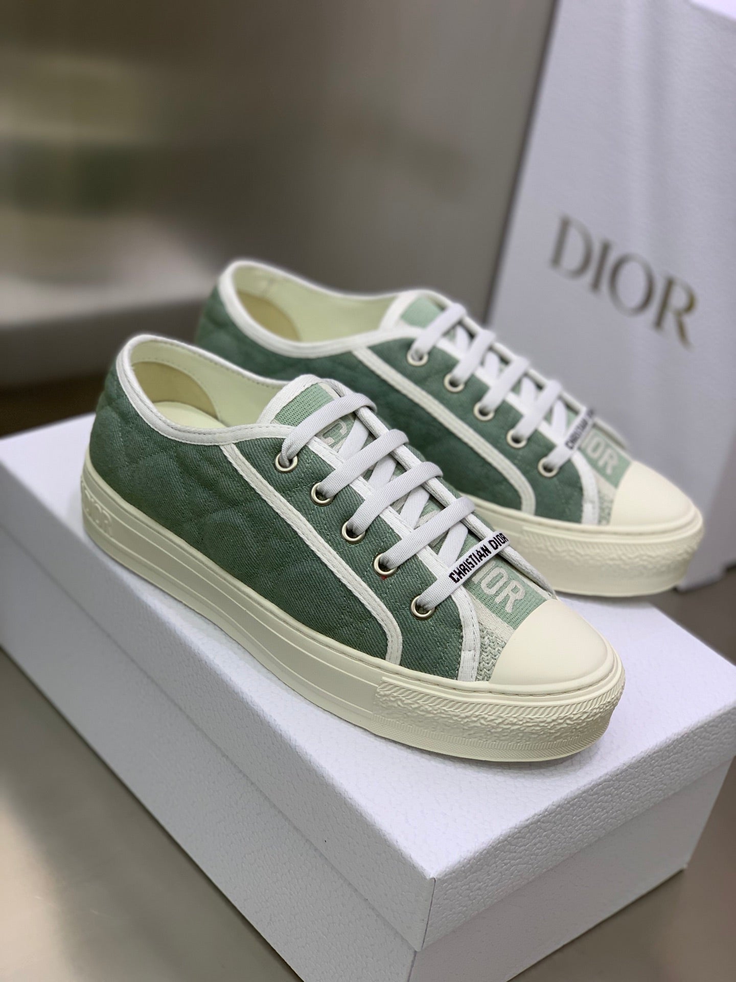 CD 26s Walk'n'Dior Sneaker Pale Green Cream Cotton 966656