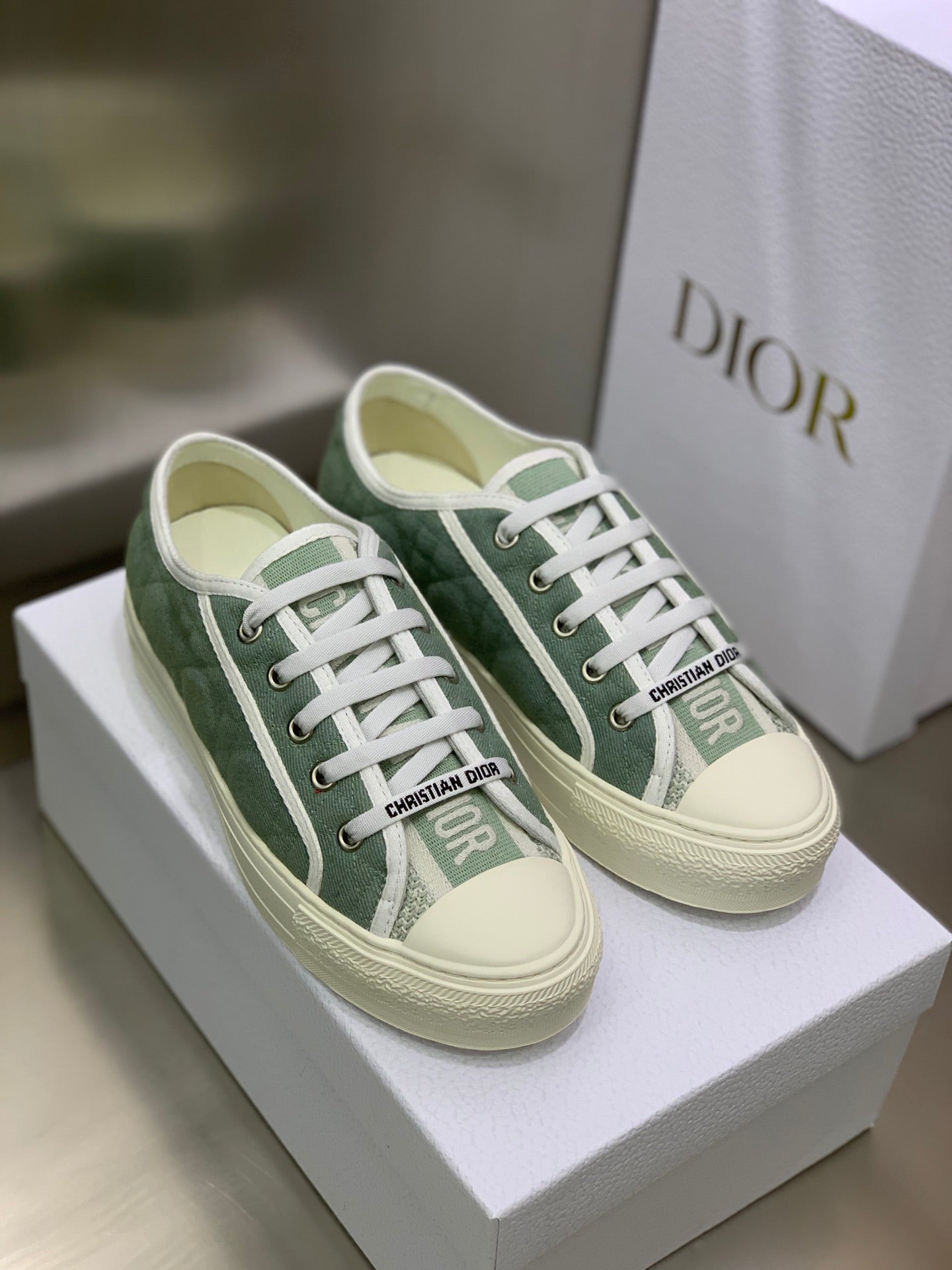 CD 26s Walk'n'Dior Sneaker Pale Green Cream Cotton 966656