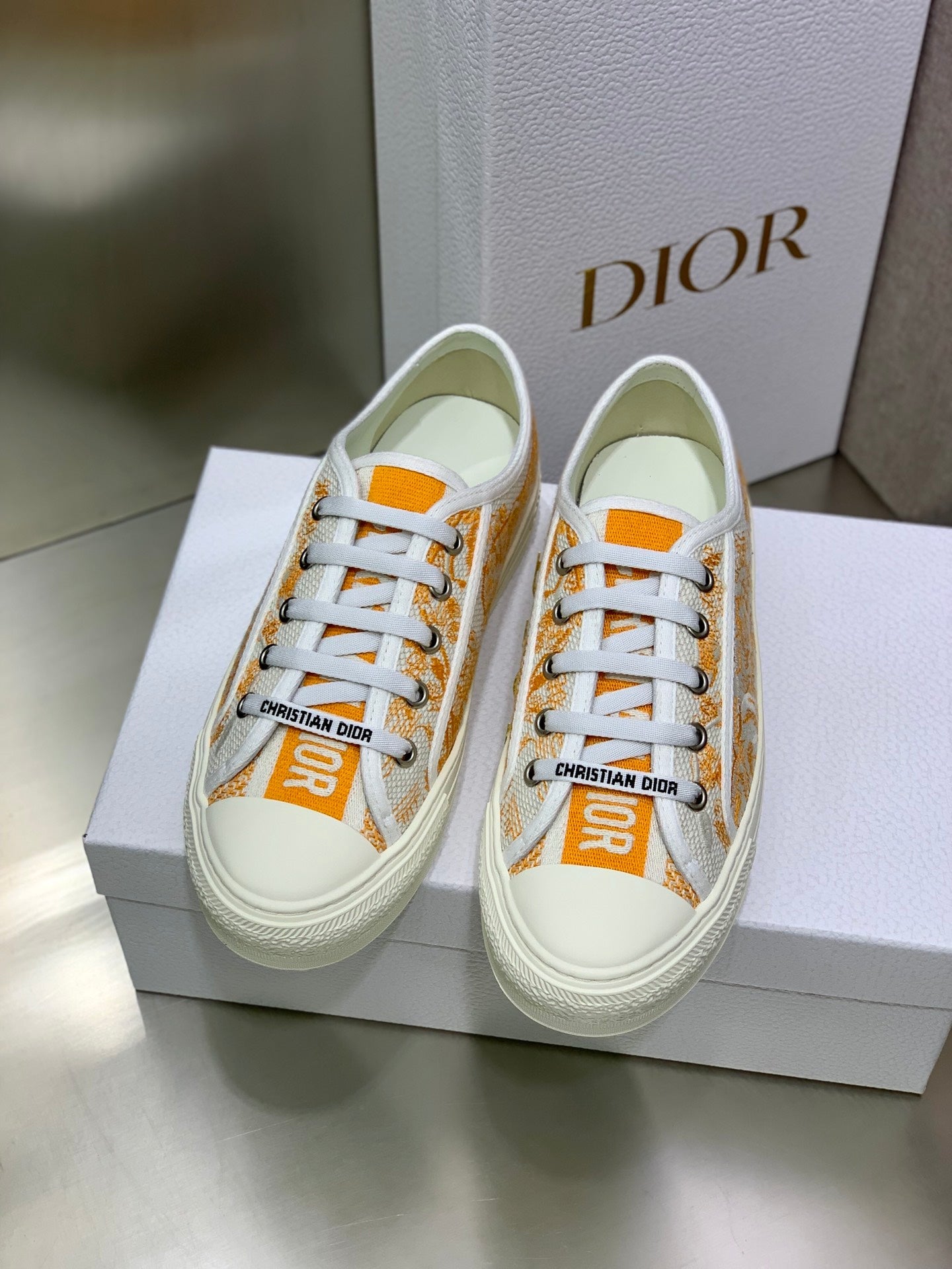 CD 26s Walk'n'Dior Sneaker Orange Cream Cotton 966658