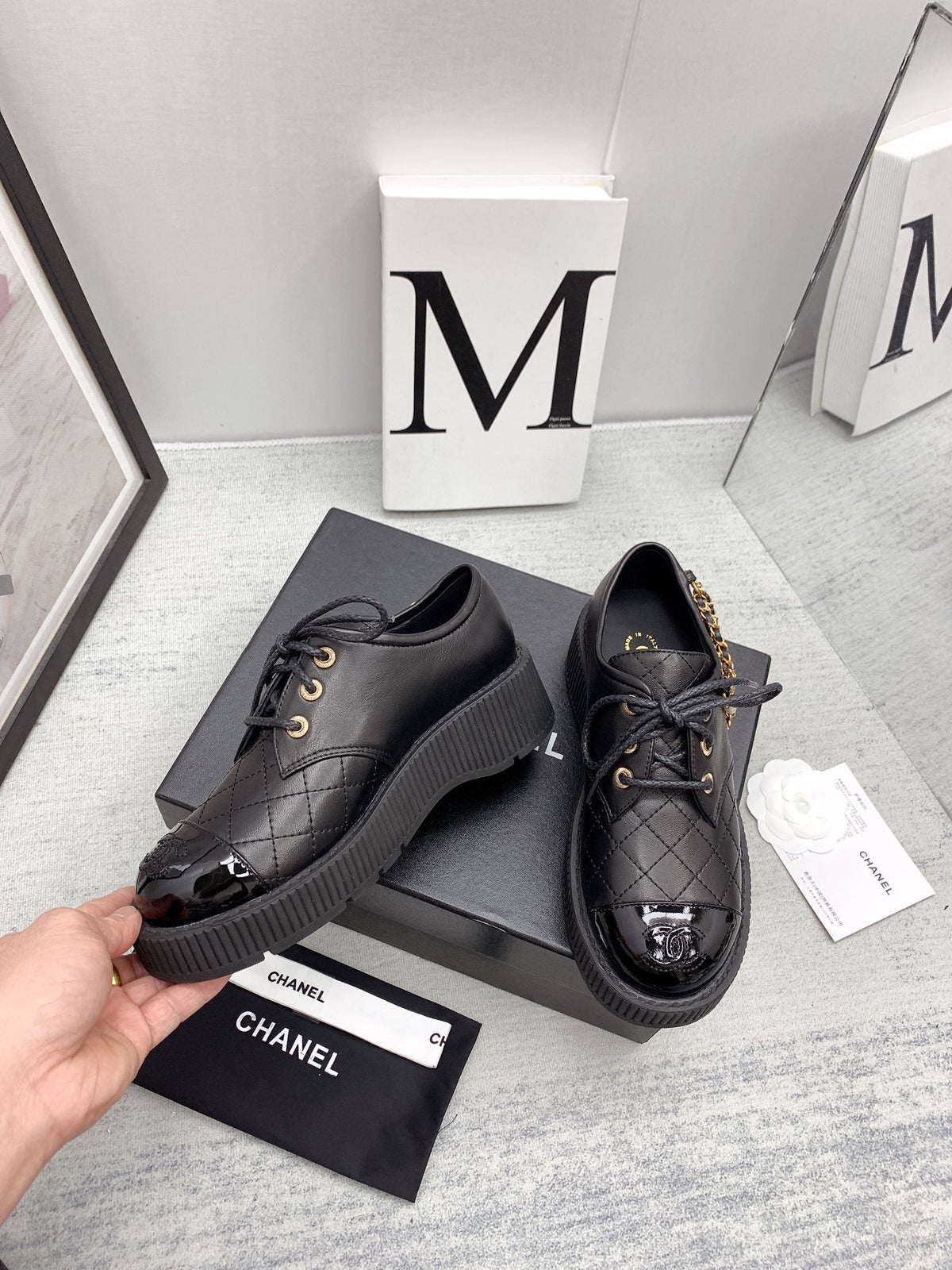 CC 26s Oxford Shoes 4cm Black Pearl Leather 162952