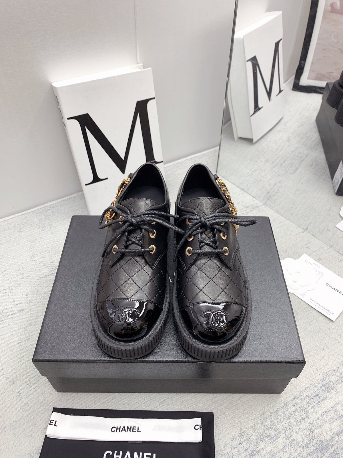 CC 26s Oxford Shoes 4cm Black Pearl Leather 162952