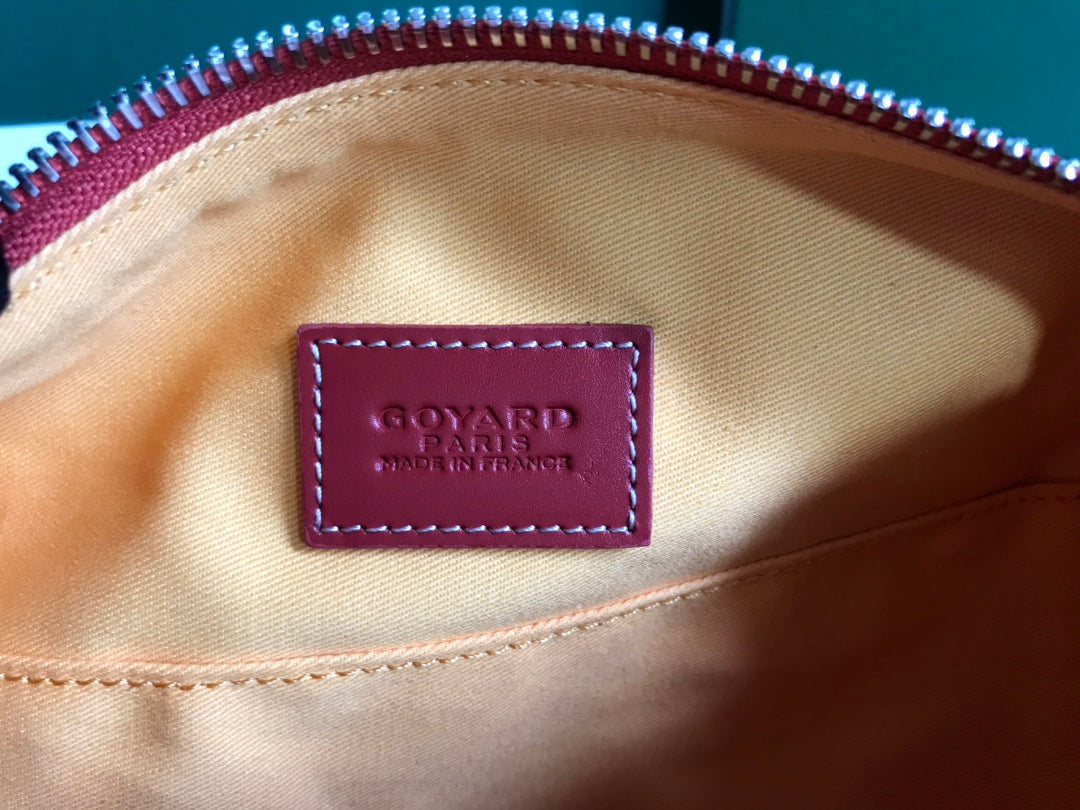 Goyard Bowling 25 Toiletry Bag Red Canvas & Calfskin