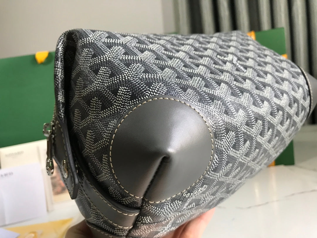 Goyard Bowling 25 Toiletry Bag Grey Canvas & Calfskin