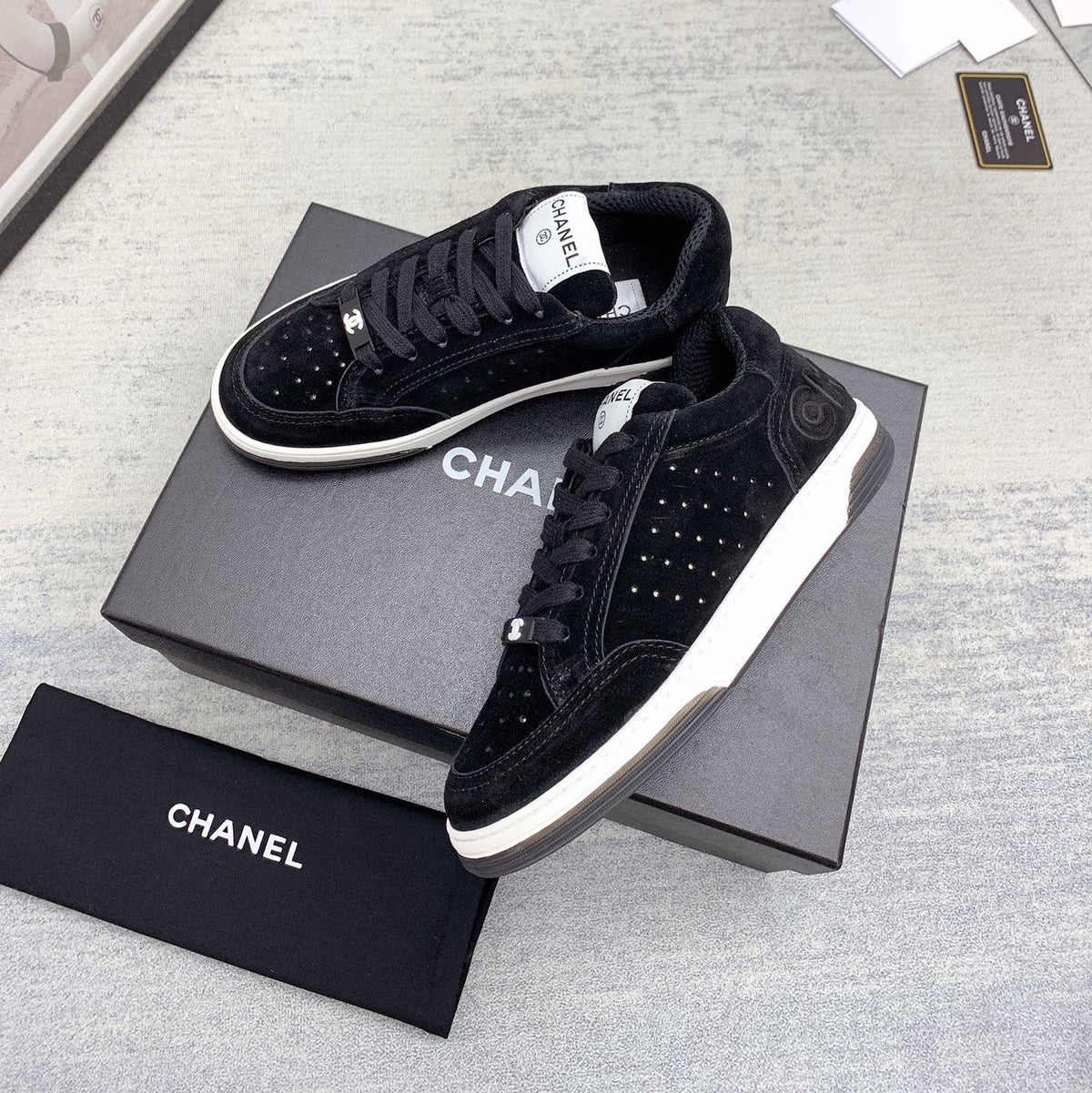 CC 26s Low Top Sneakers Black Suede Leather 160059