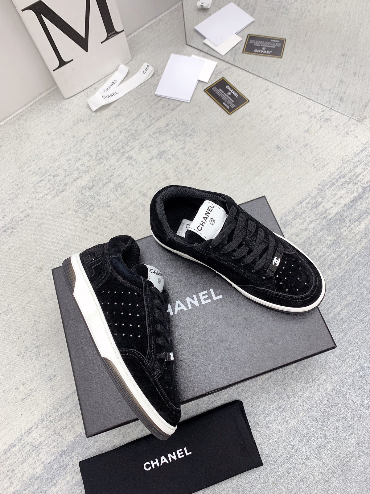 CC 26s Low Top Sneakers Black Suede Leather 160059