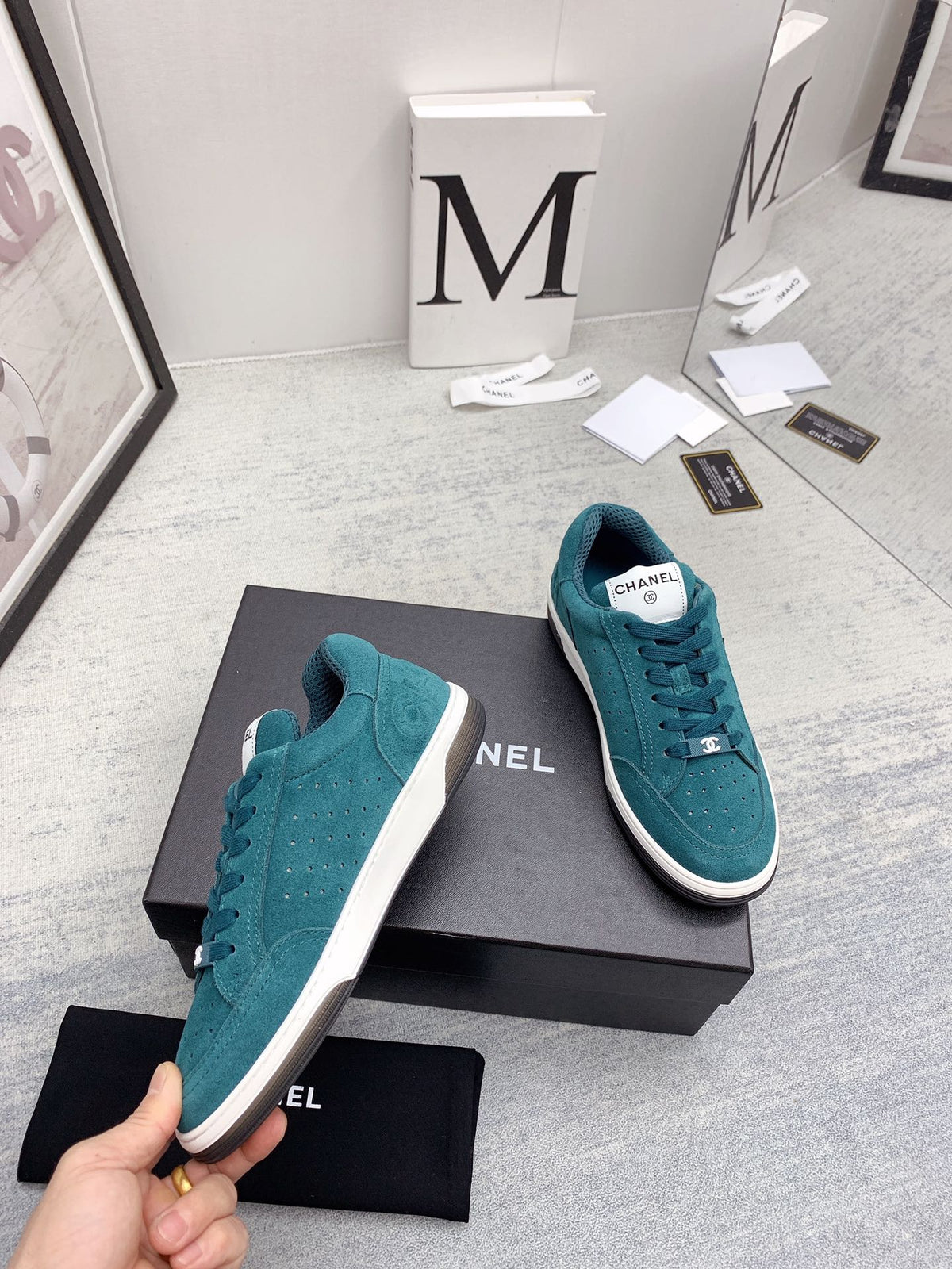 CC 26s Low Top Sneakers Teal Suede Leather 160058