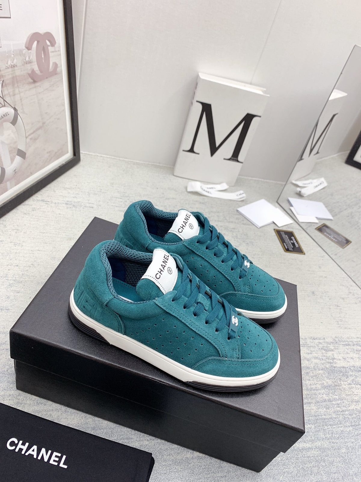 CC 26s Low Top Sneakers Teal Suede Leather 160058