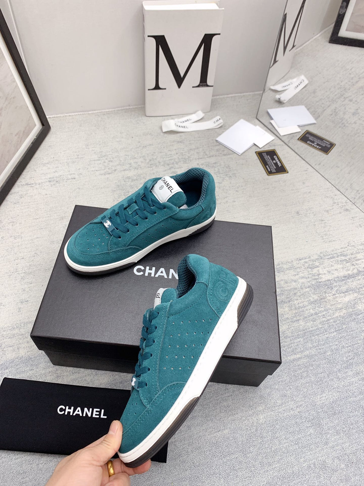 CC 26s Low Top Sneakers Teal Suede Leather 160058