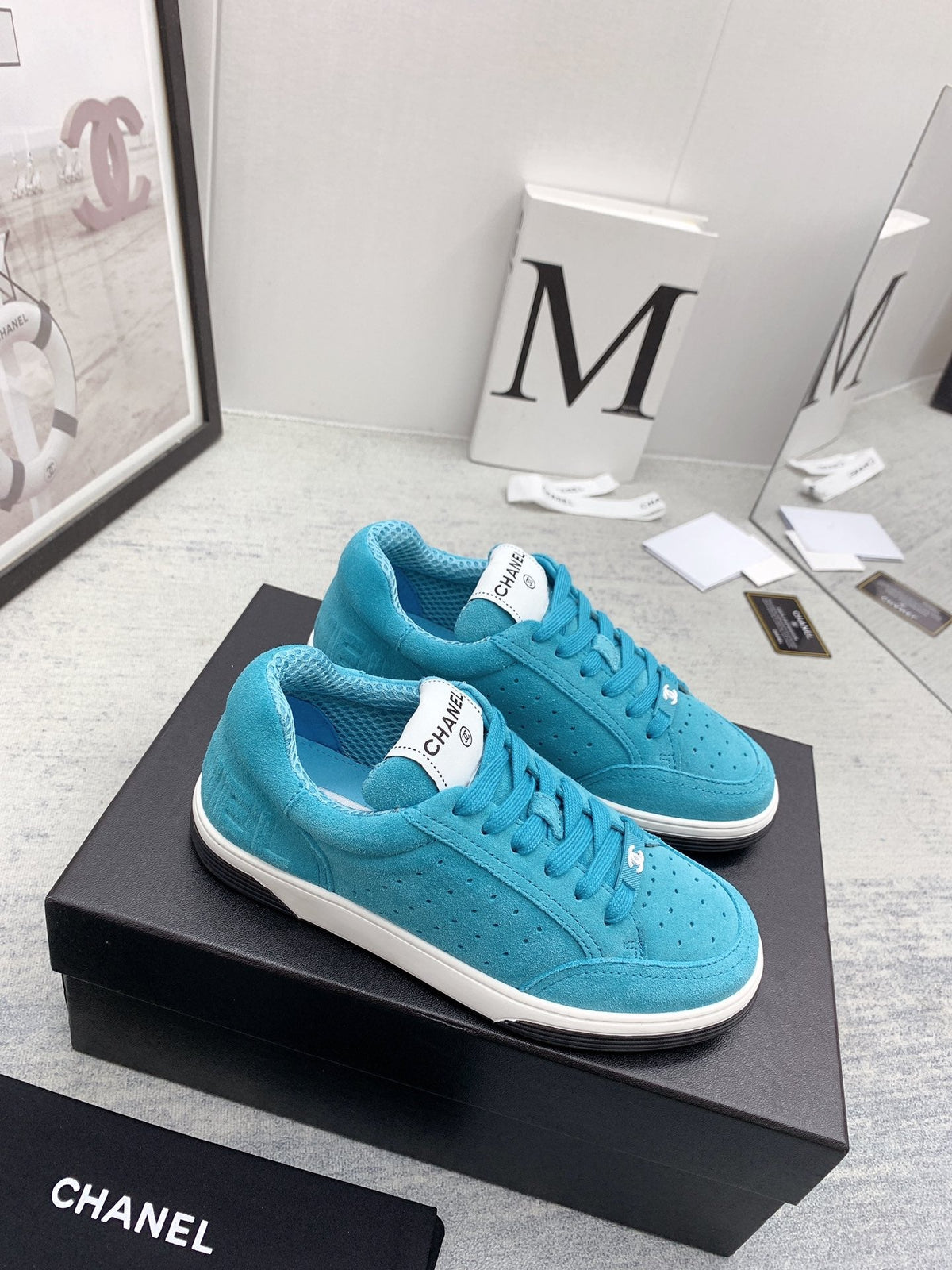 CC 26s Low Top Sneakers Blue Suede Leather 160061