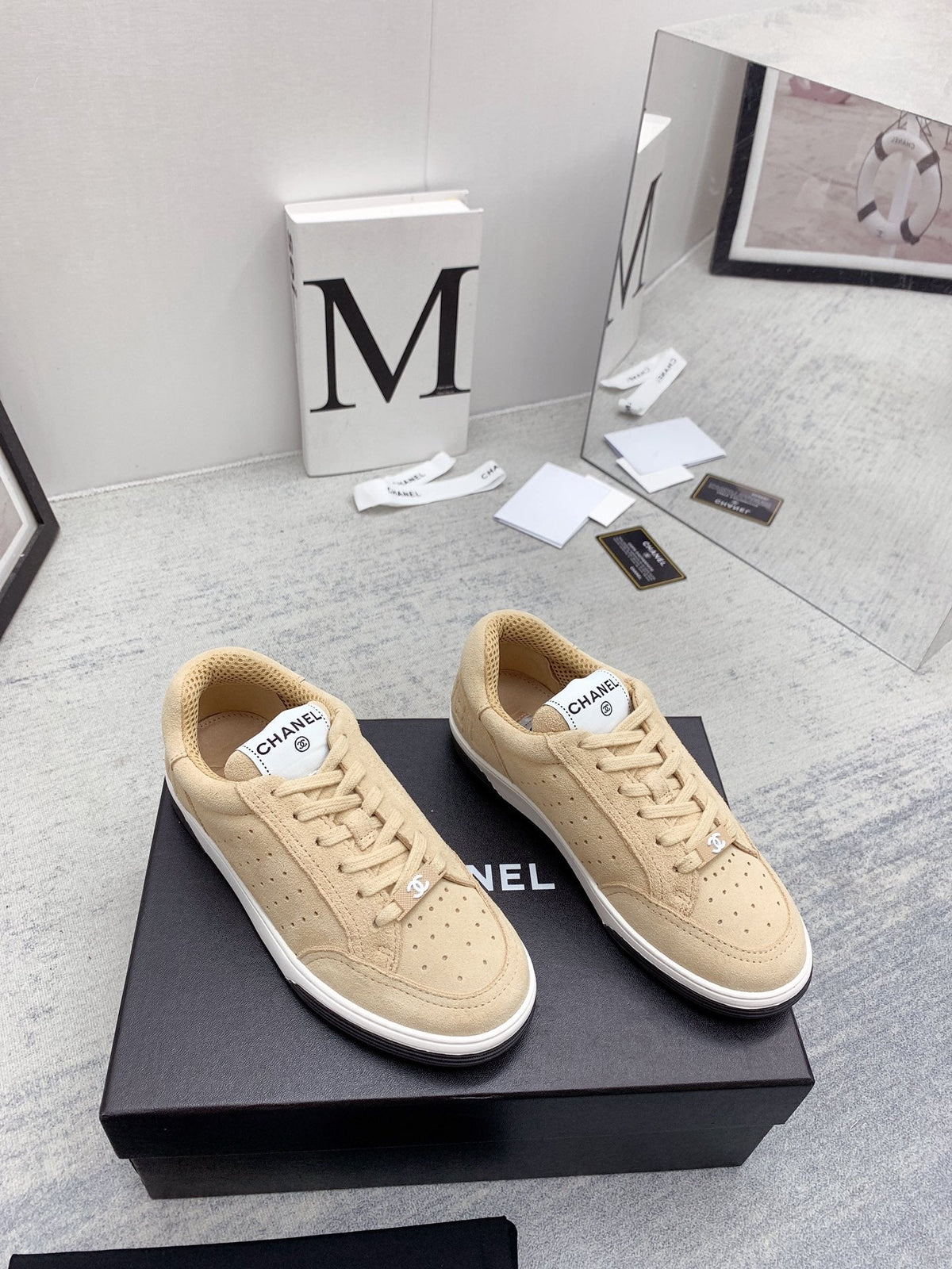CC 26s Low Top Sneakers Beige Suede Leather 160062