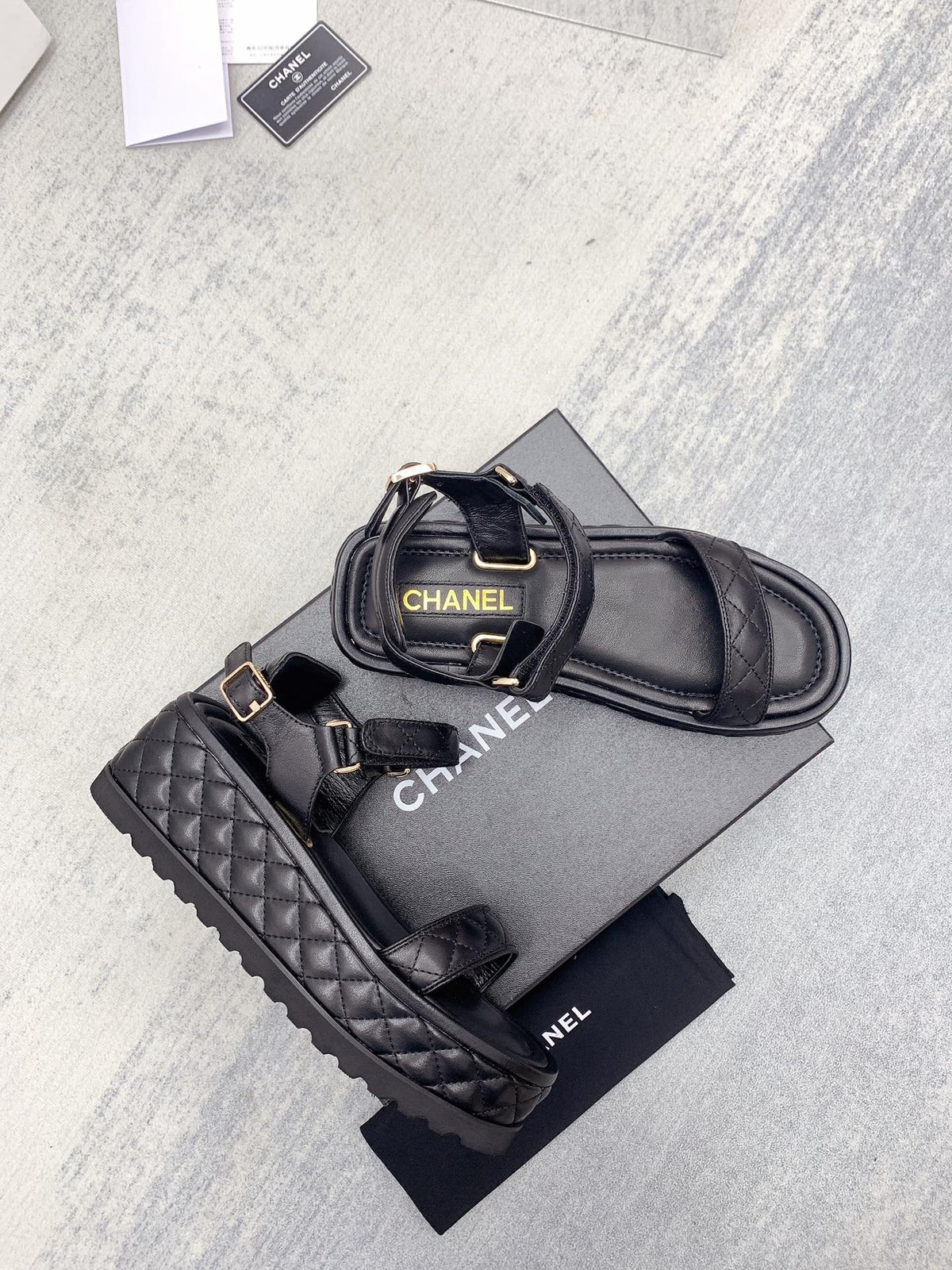 CC 26s Platform Sandals Black Quilted Lambskin 160083