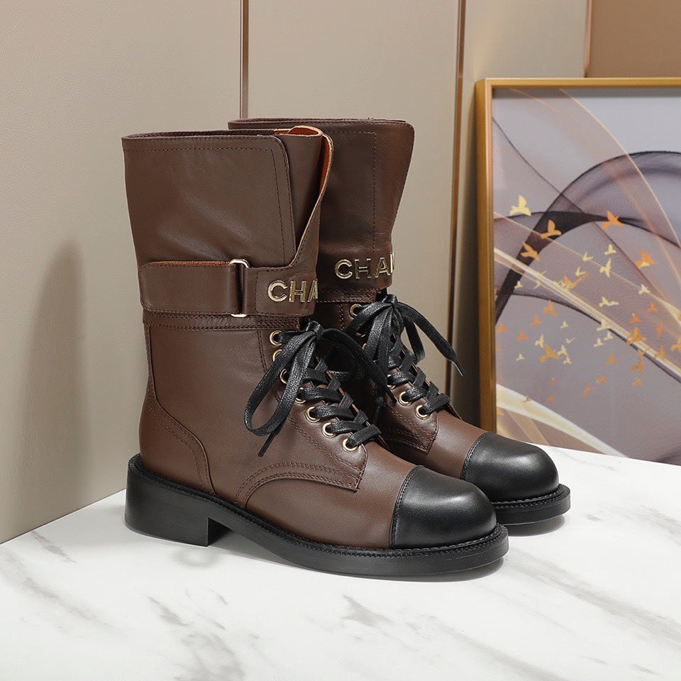 CC 26s Combat Boots Brown Black Leather 194071