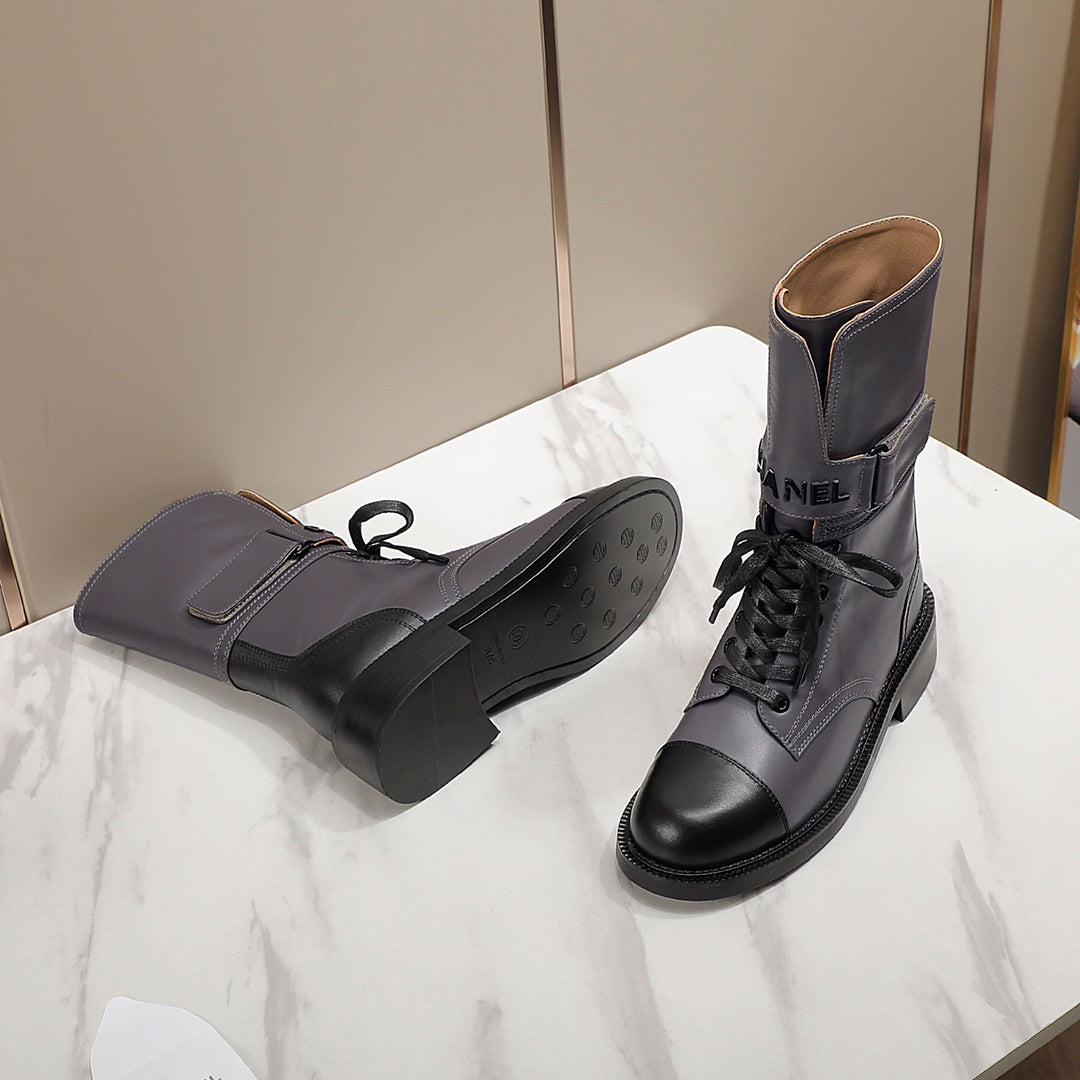 CC 26s Combat Boots Grey Black Leather 194068