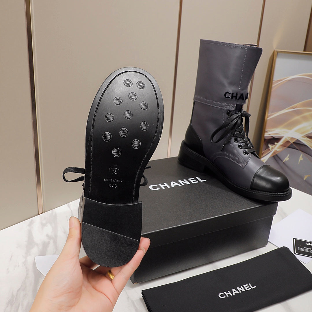 CC 26s Combat Boots Grey Black Leather 194068