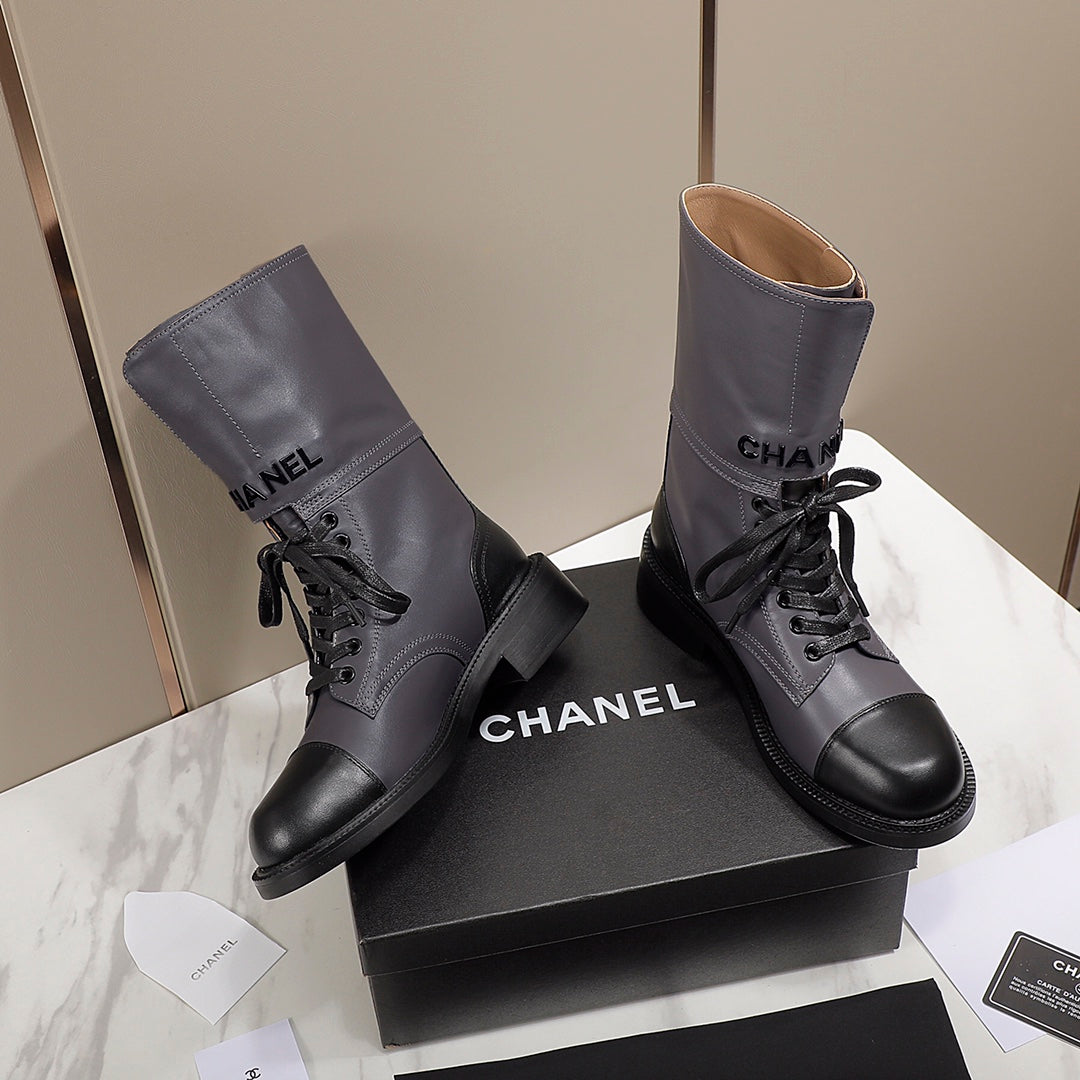 CC 26s Combat Boots Grey Black Leather 194068
