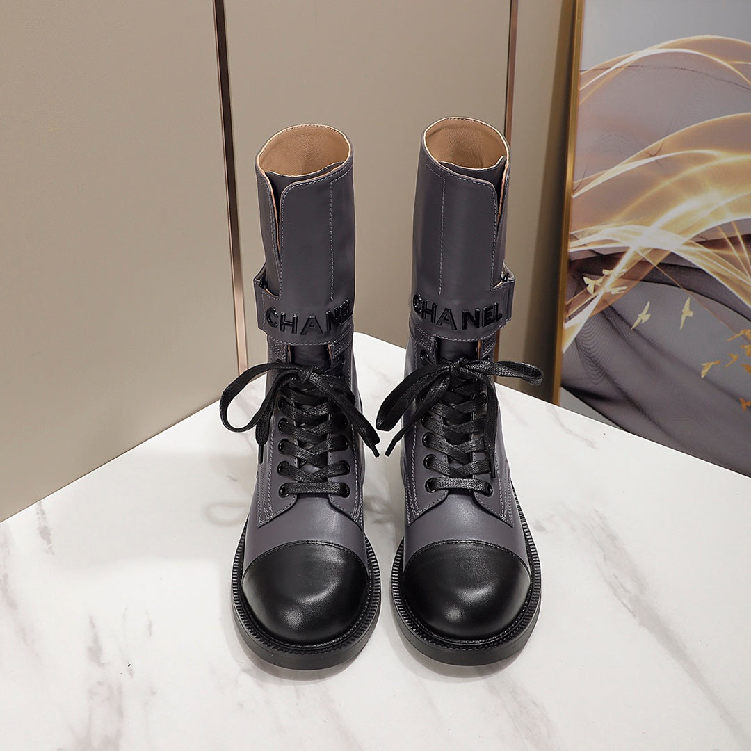 CC 26s Combat Boots Grey Black Leather 194068